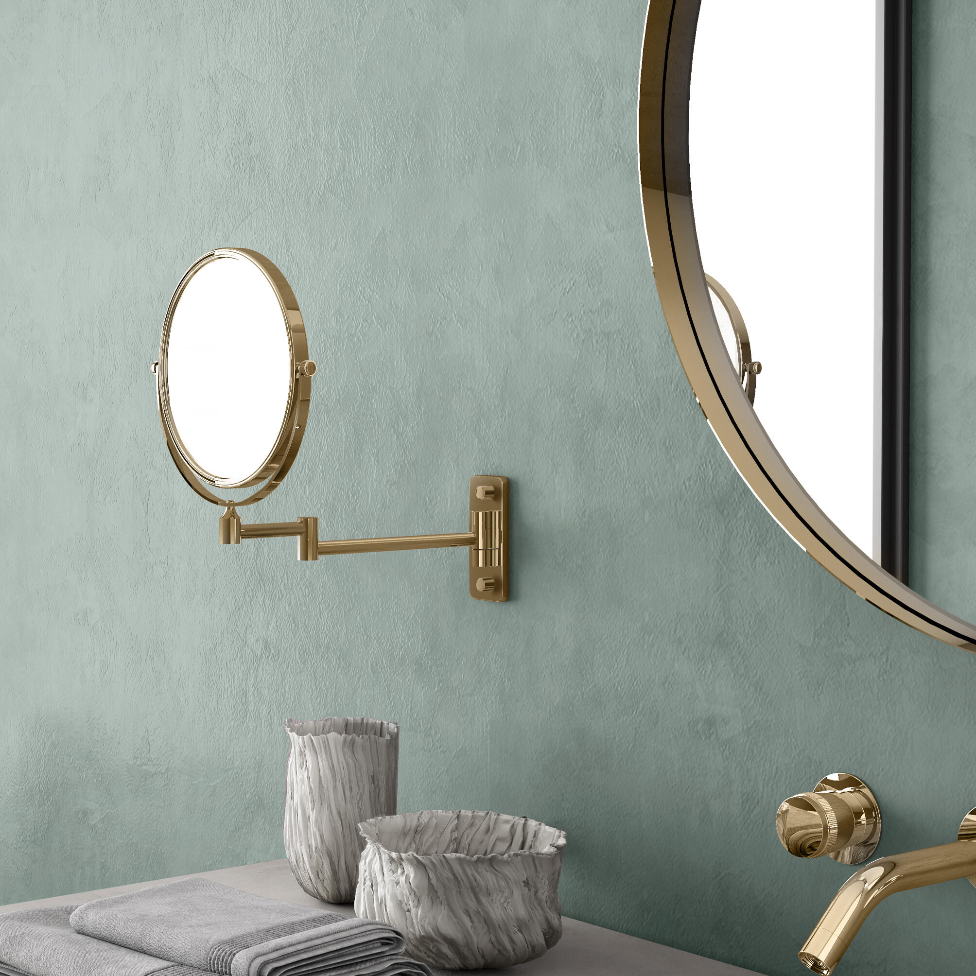 Espejo cosmético de aumento gaia x 3 amarillo / dorado