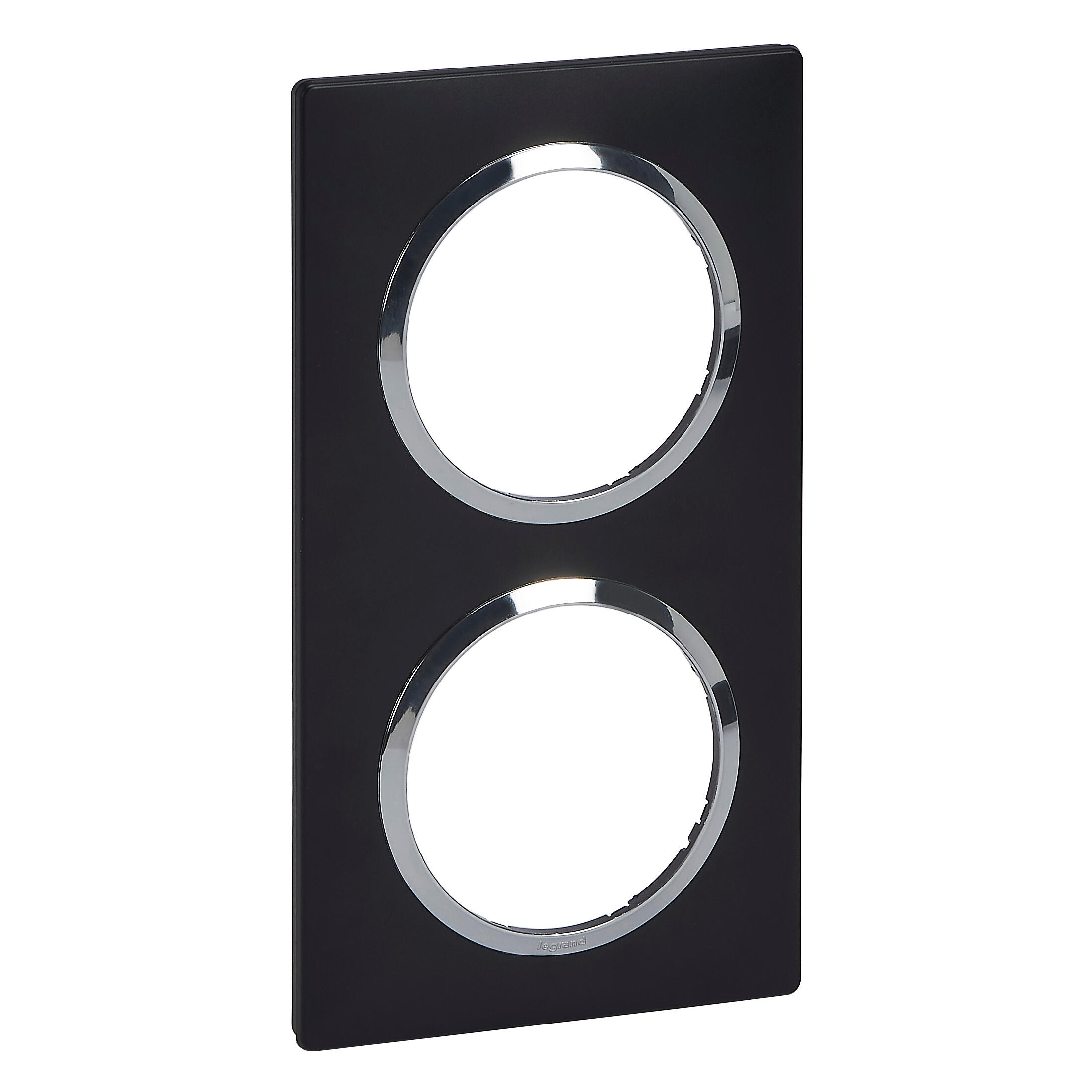 Plaque double Dooxie, LEGRAND, noir et chrome - 2