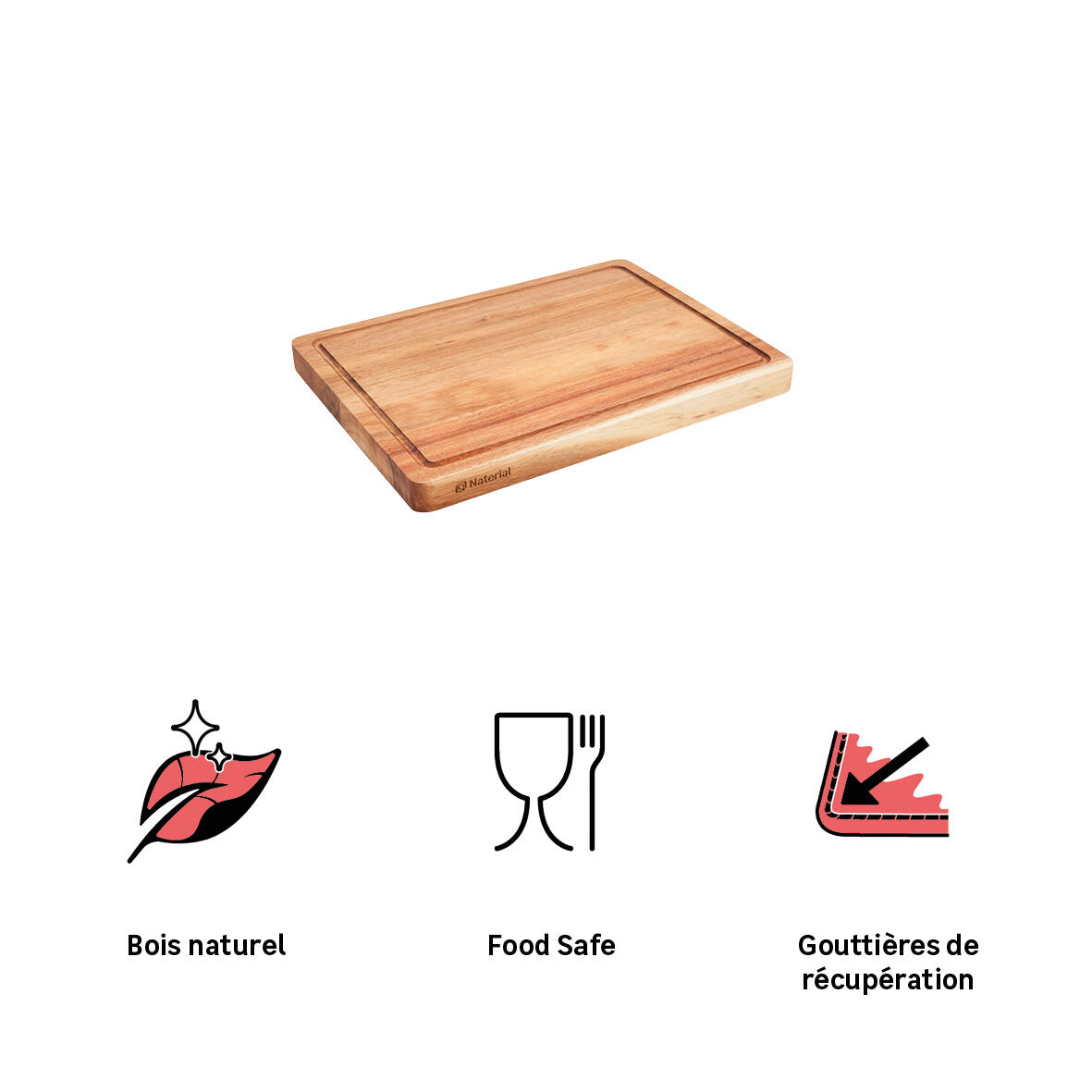Planche à découper en acacia 40x30x3cm NATERIAL - 2
