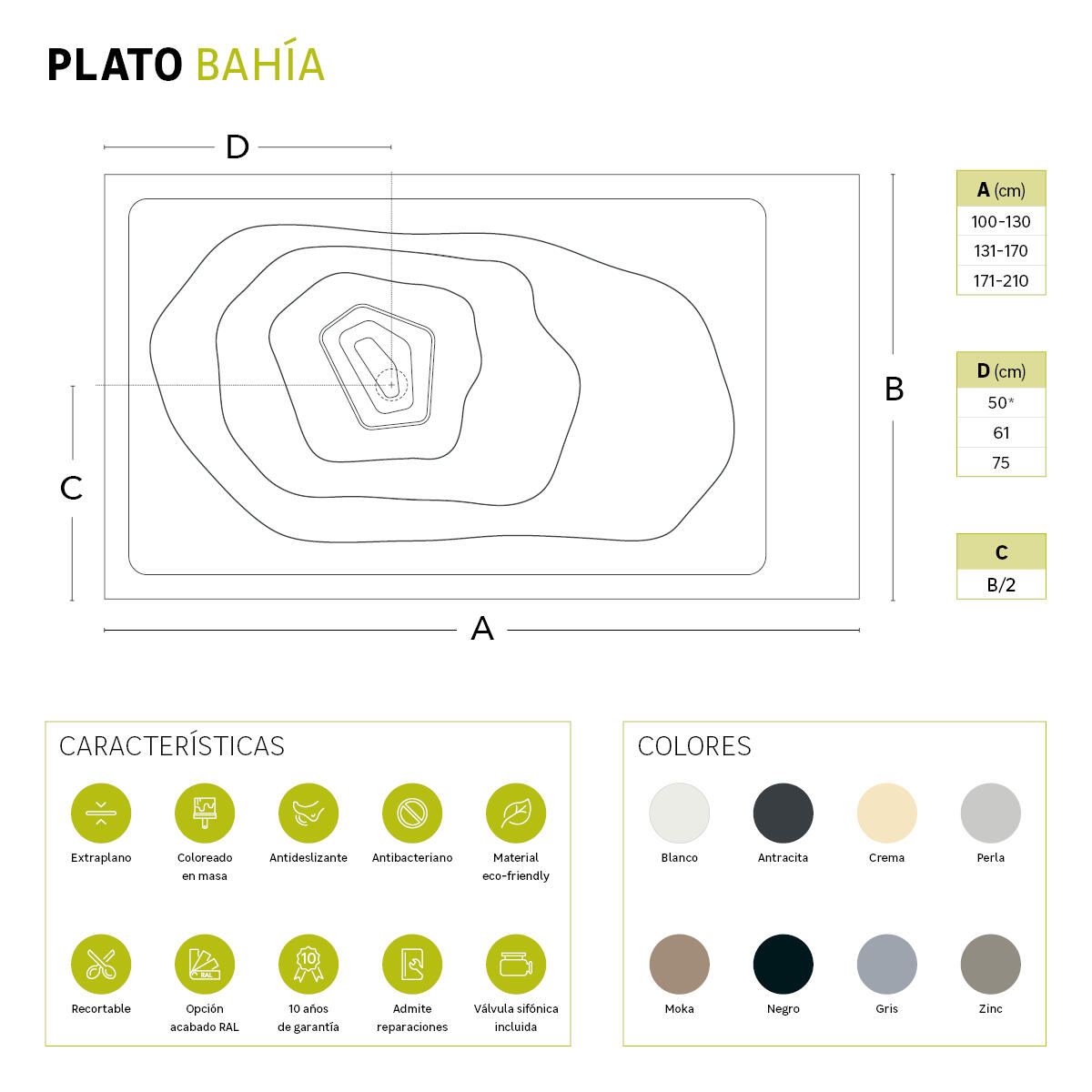 Plato de ducha bahia 100x90 cm multicolor