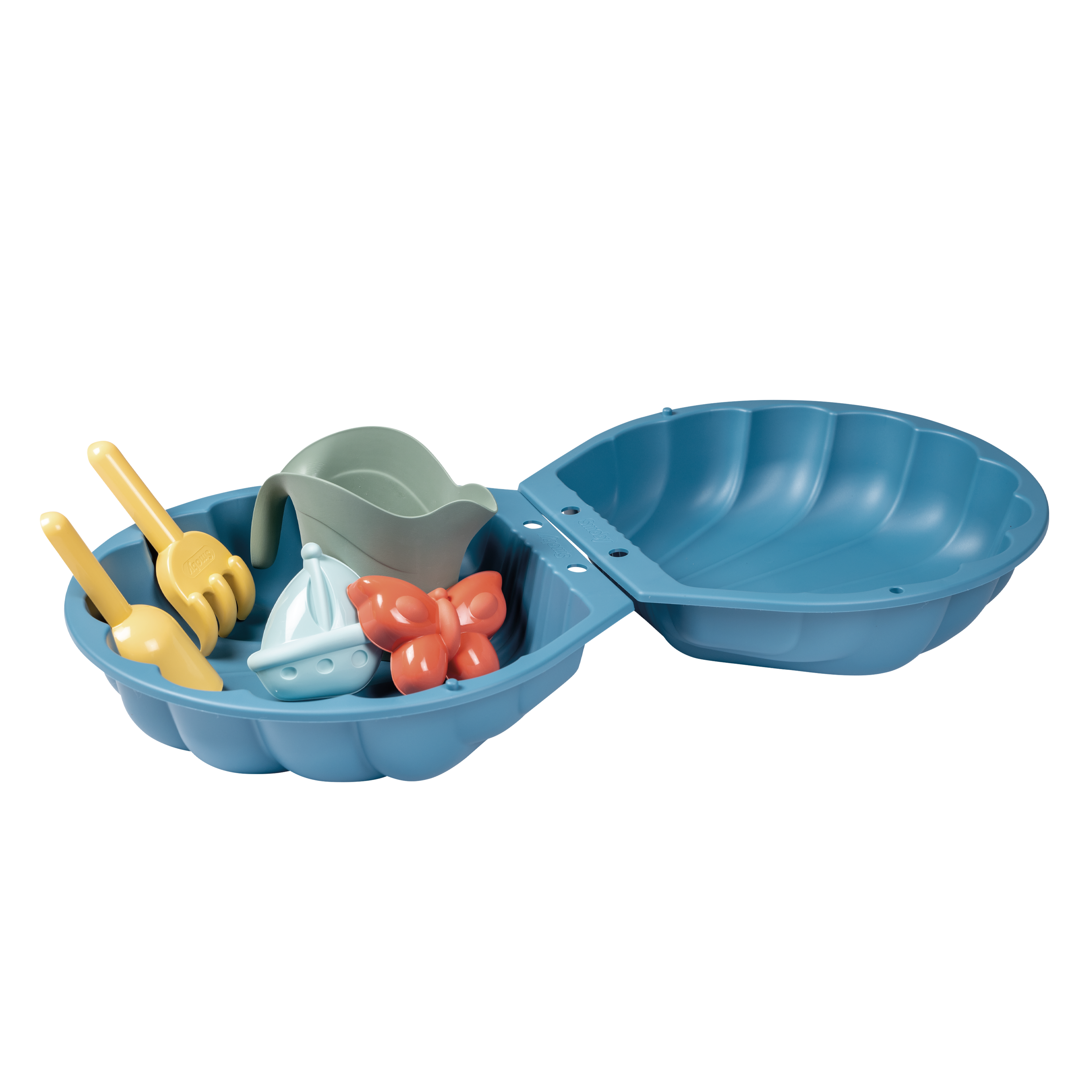 Piaskownica z pokrywą + akcesoria 70x35x9 cm Muszelka niebieska SMOBY