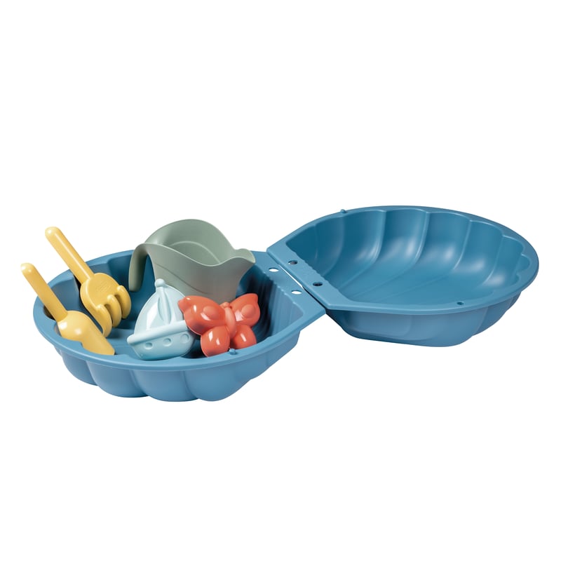 Piaskownica z pokrywą + akcesoria 70x35x9 cm Muszelka niebieska SMOBY