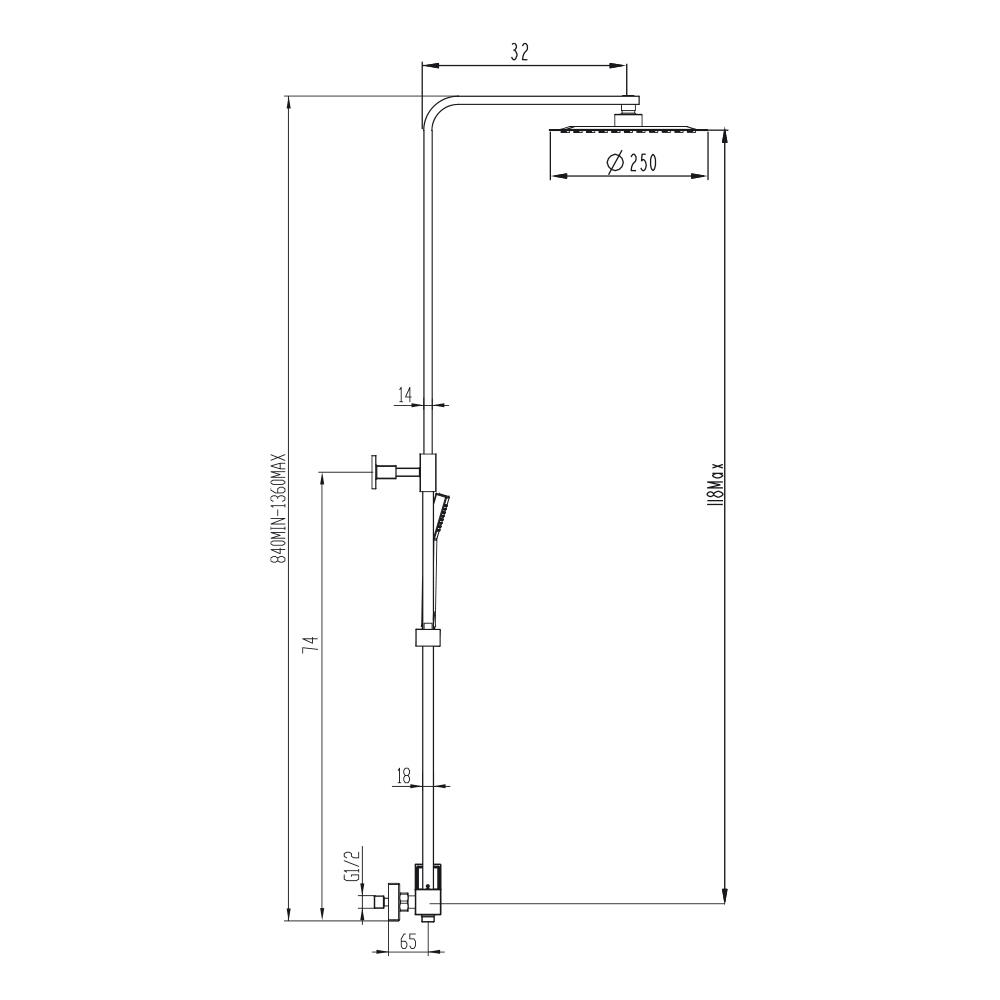 Columna de ducha monomando GME Slim amarillo/dorado cepillado, pvd - 5