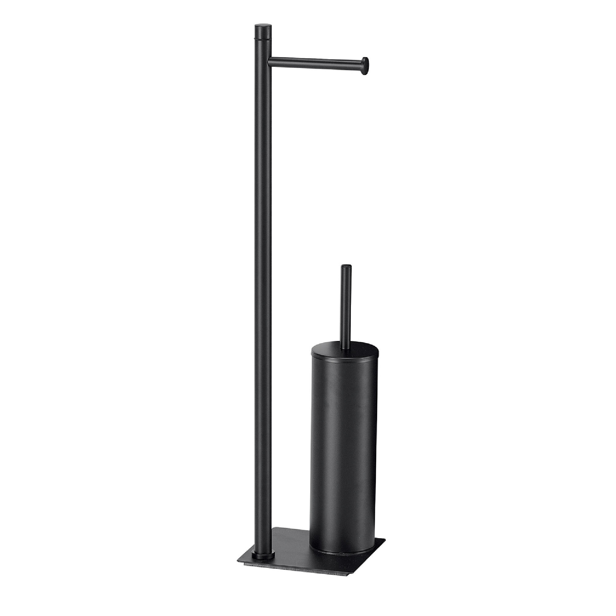 Escobillero y portarrollo trilly negro brillante 14x63 cm