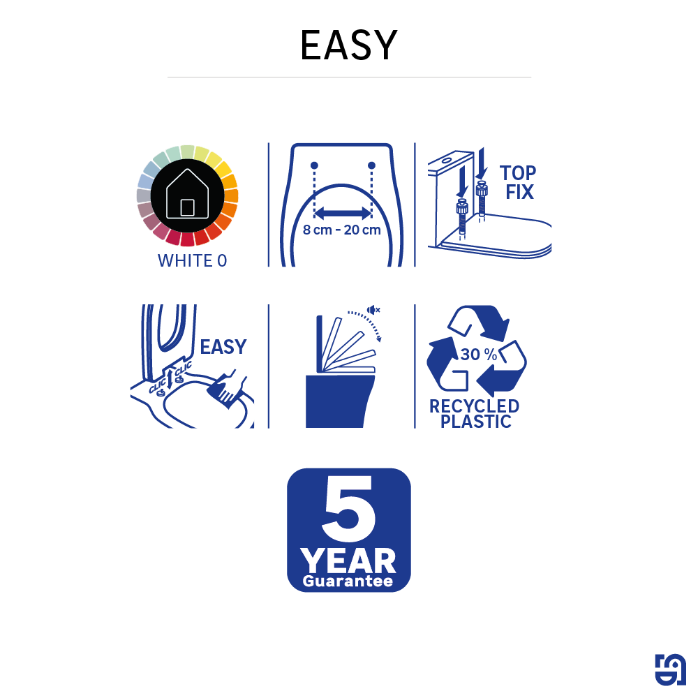 Abattant frein de chute polypropylène blanc SENSEA Easy - 8