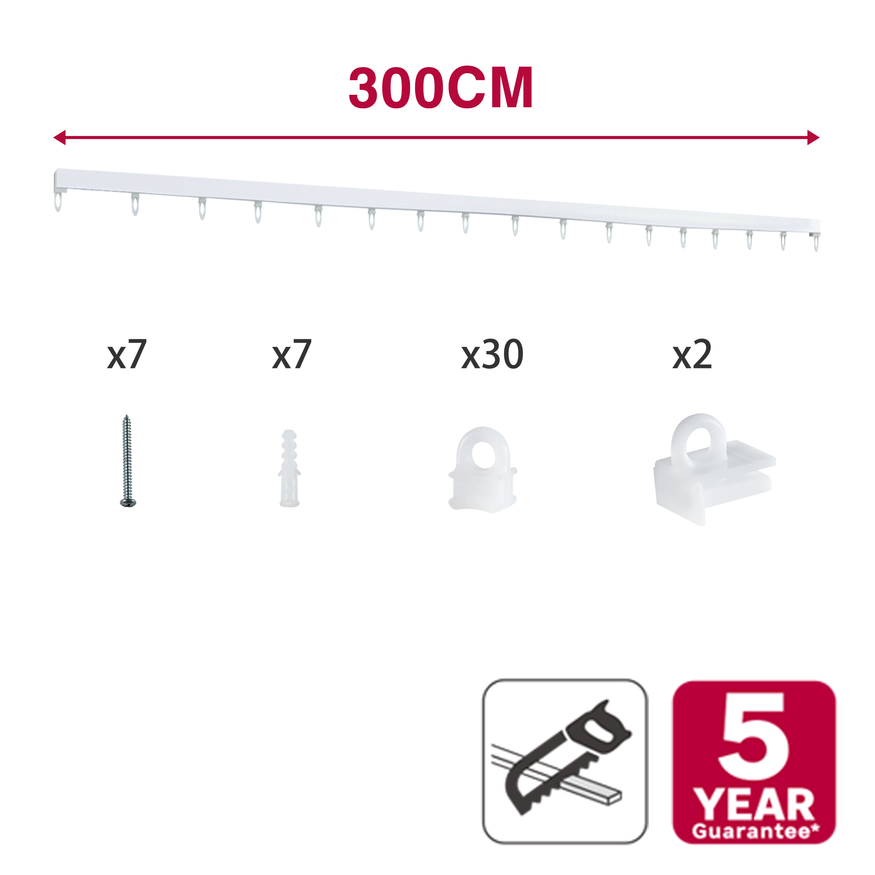 Kit calha manual em PVC 300cm branco Ghana Inspire - 5