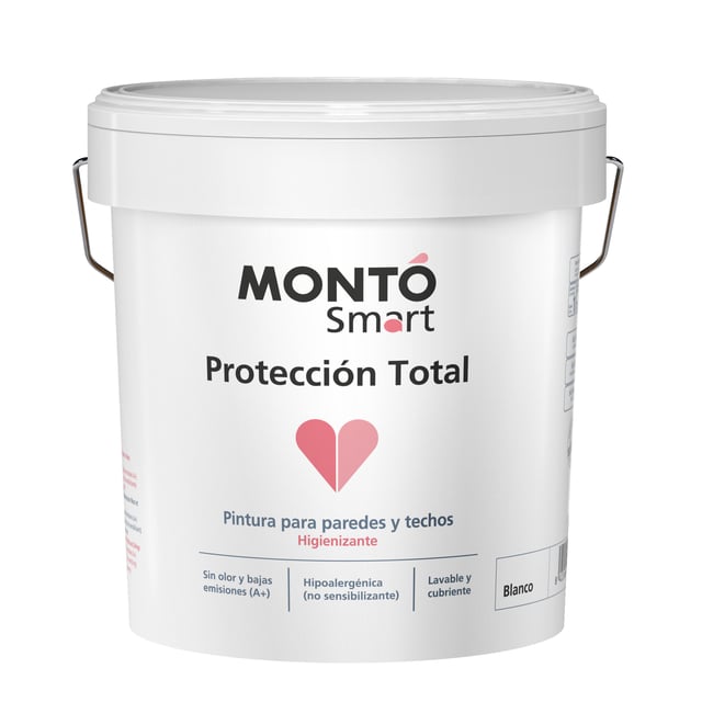 Pintura de interior Smart Protección Total MONTÓ color blanco mate 4L para paredes y techos
