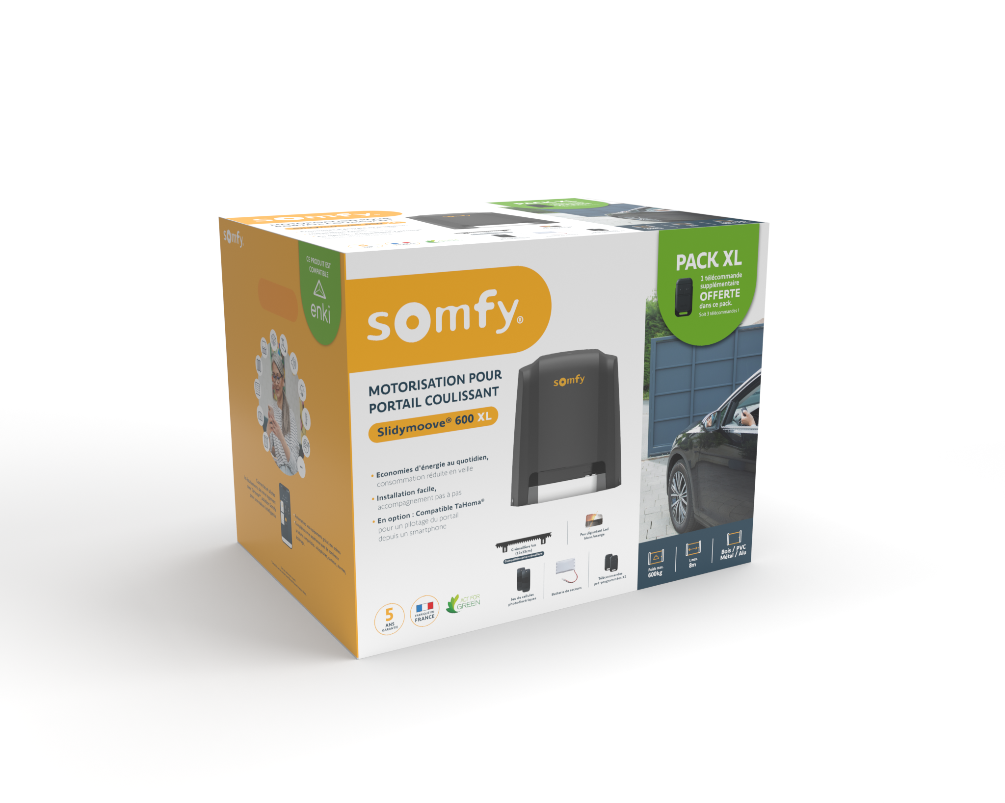 Moteur de portail coulissant SOMFY slidymoove600 XL cache cremaillère compatible - 2