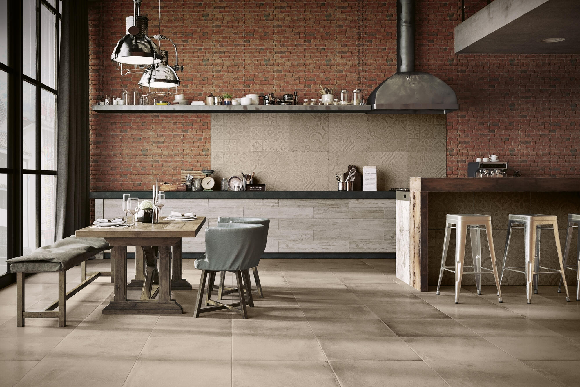 Suelo/azulejo porcelánico beton efecto cemento nut 60x60 cm c2