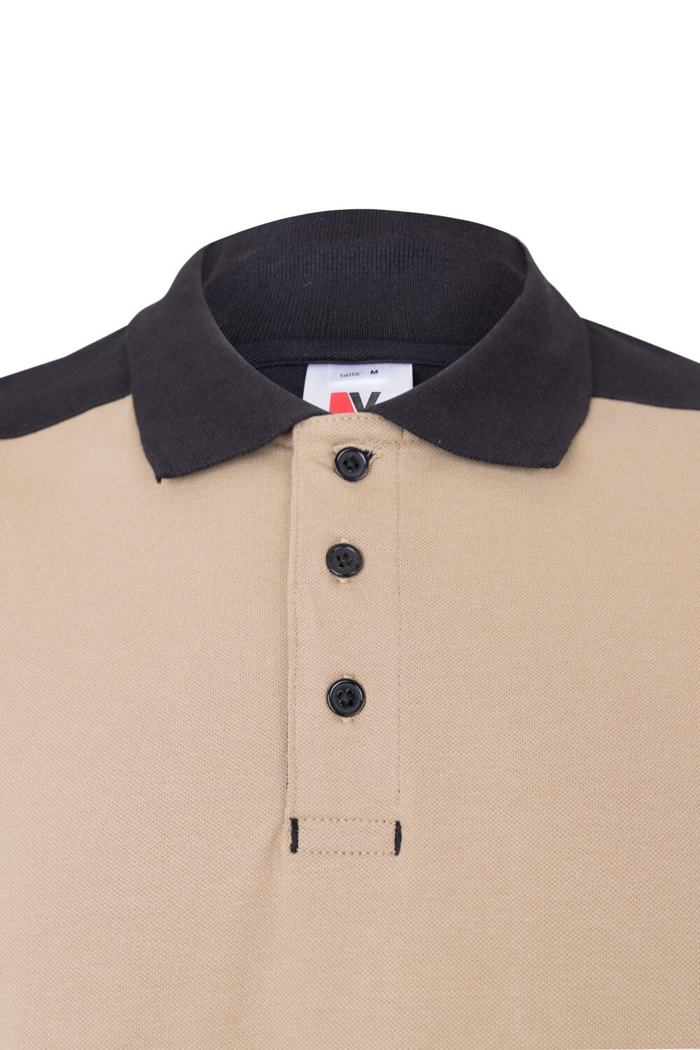 Polo stretch bicolor manga corta velilla - beige arena/negro - s