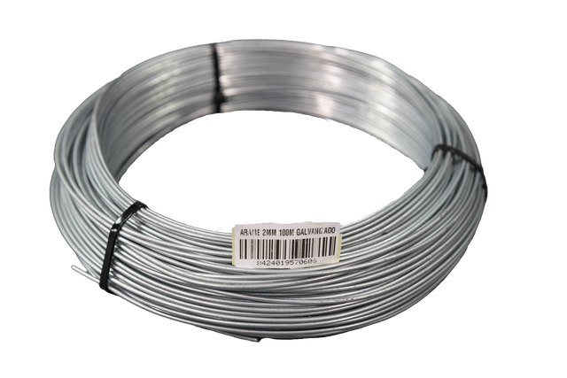Arame de aço galvanizado 100 m x 2 mm cinzento