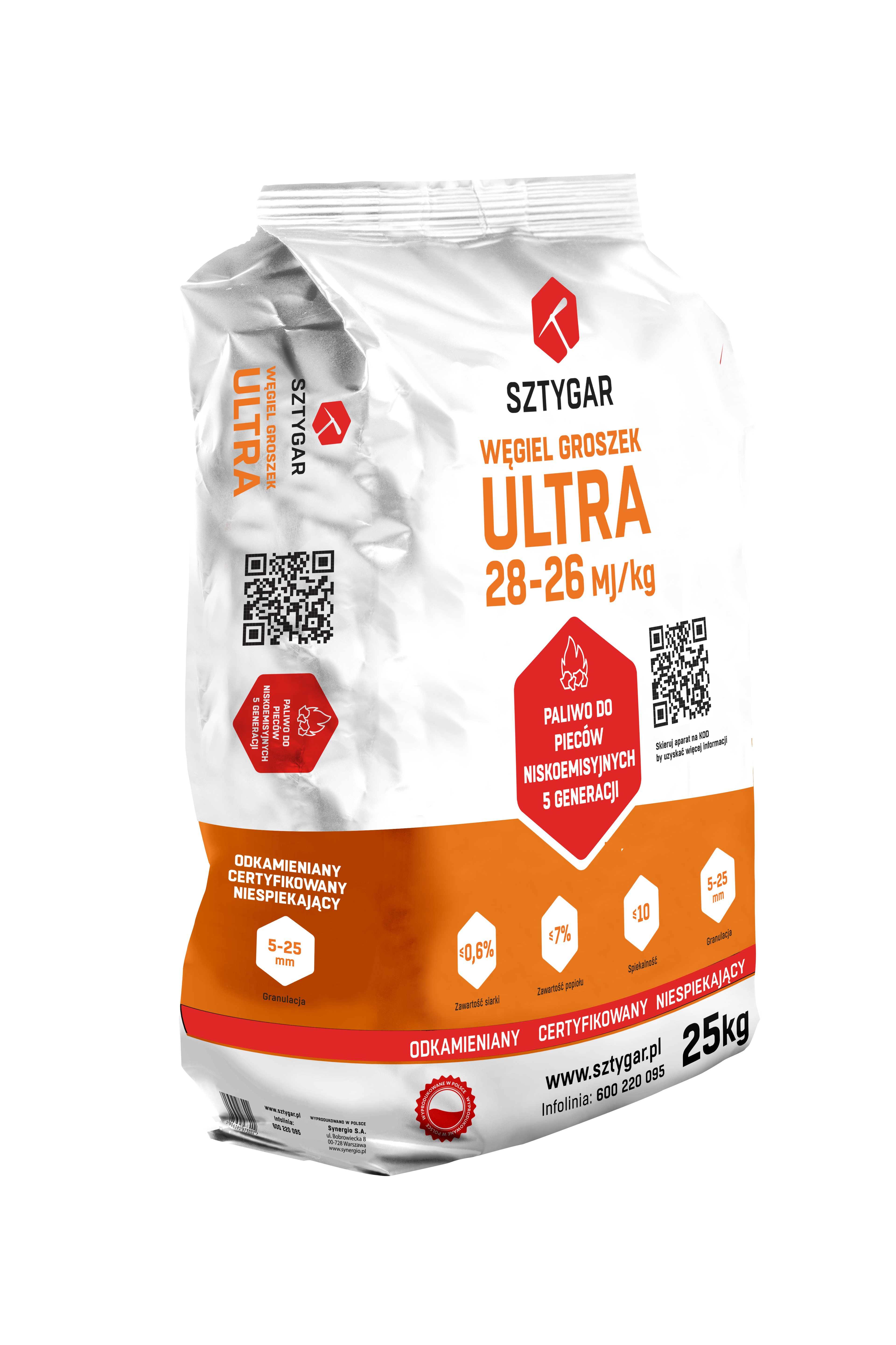 Węgiel groszek SZTYGAR ULTRA STD 26-28 MJ/kg z akcyzą 1T - 3