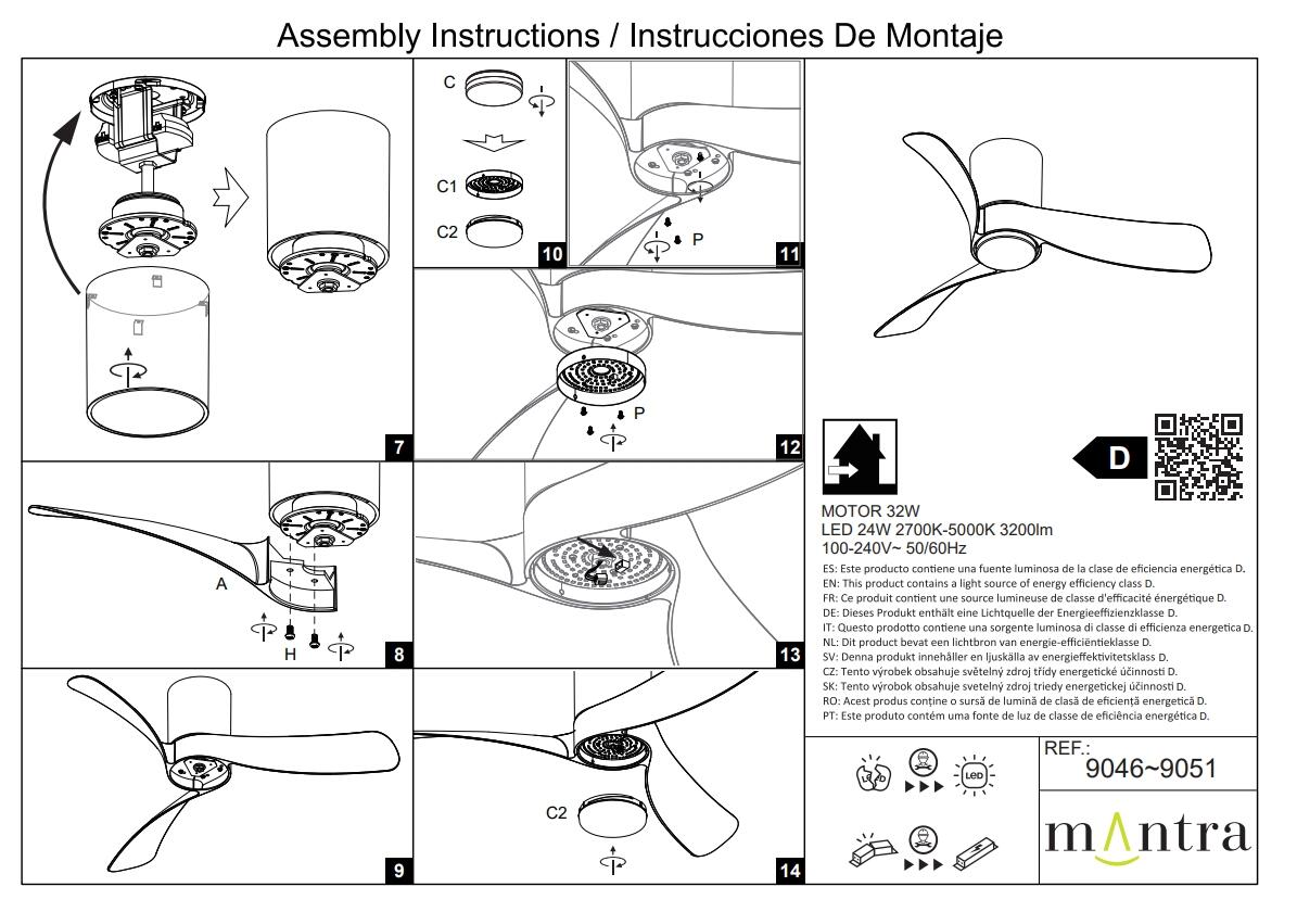 Ventilador de techo con luz silencioso DC Mantra Nemo  blanco 97 cm - 12