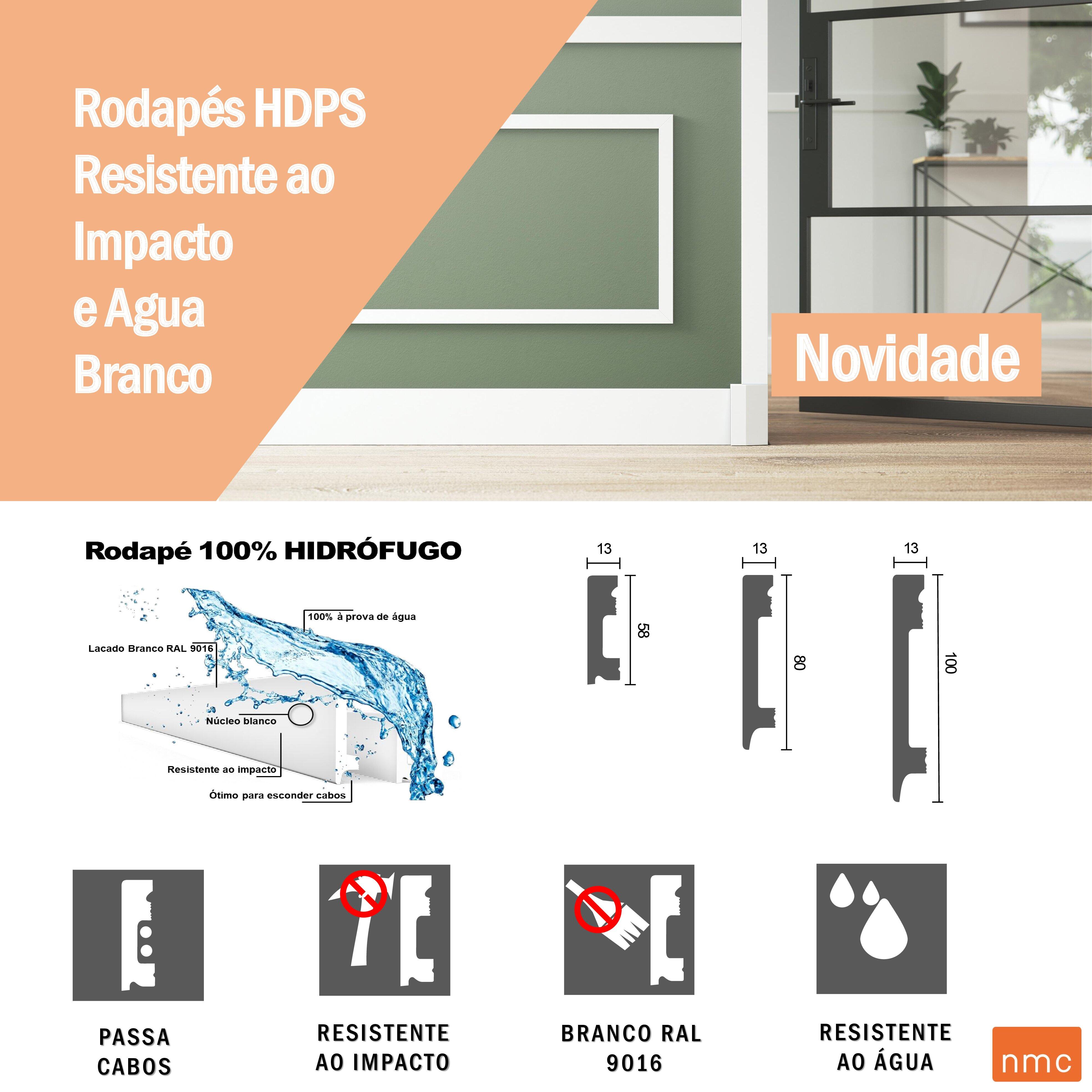 Rodapé Poliestireno branco semi mate 13x58x2000 mm NMC branco - 5