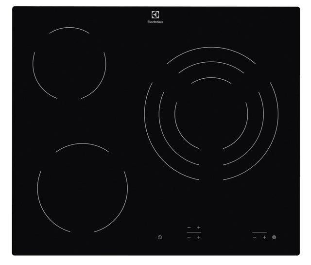Placa vitrocerámica ELECTROLUX EHF6232IOK con 3 zonas de cocción zona grande de 28cm y zona flex 5700 W negro 60cm