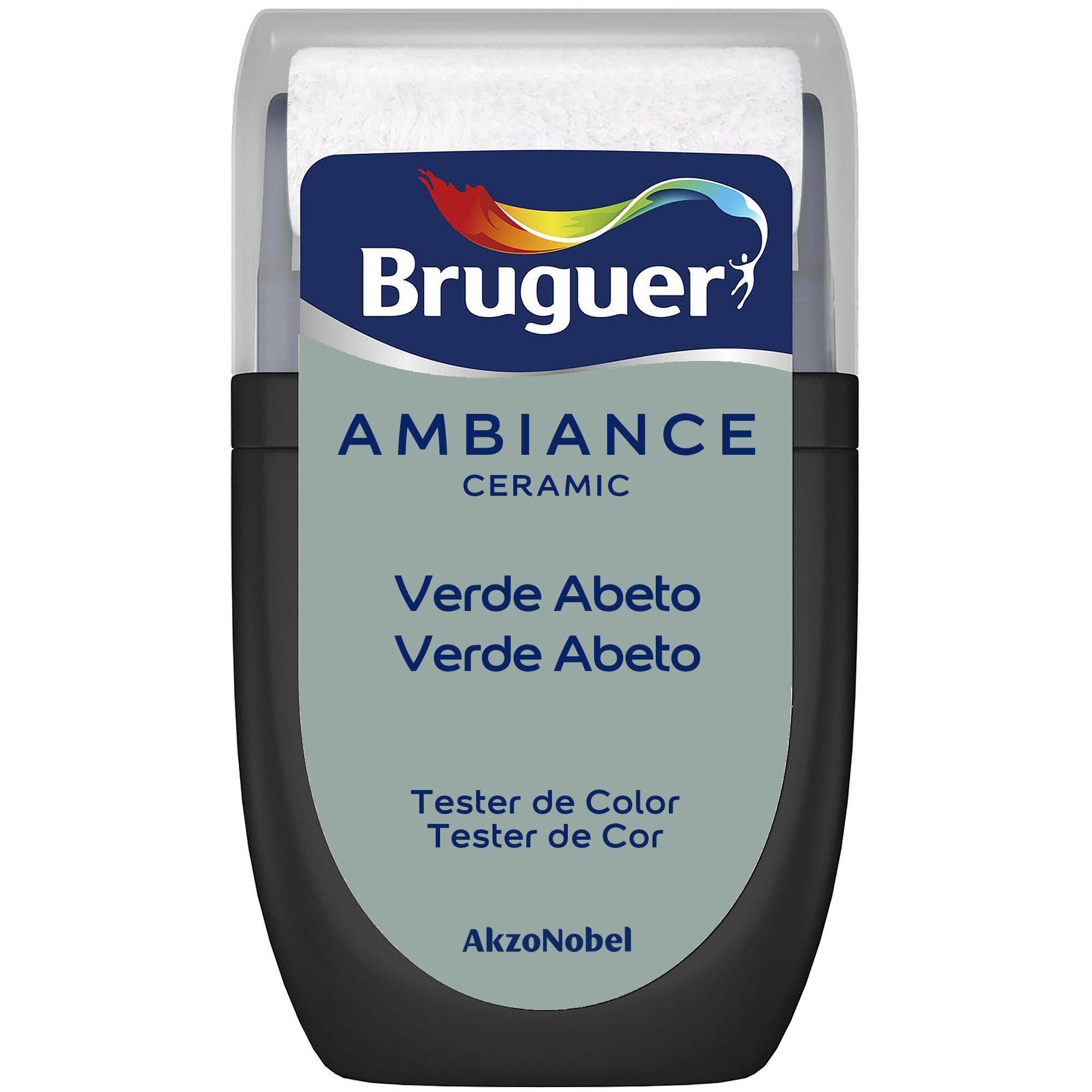 Tester de pintura ambiance ceramic bruguer color verde abeto mate profundo 30ml para paredes y techos