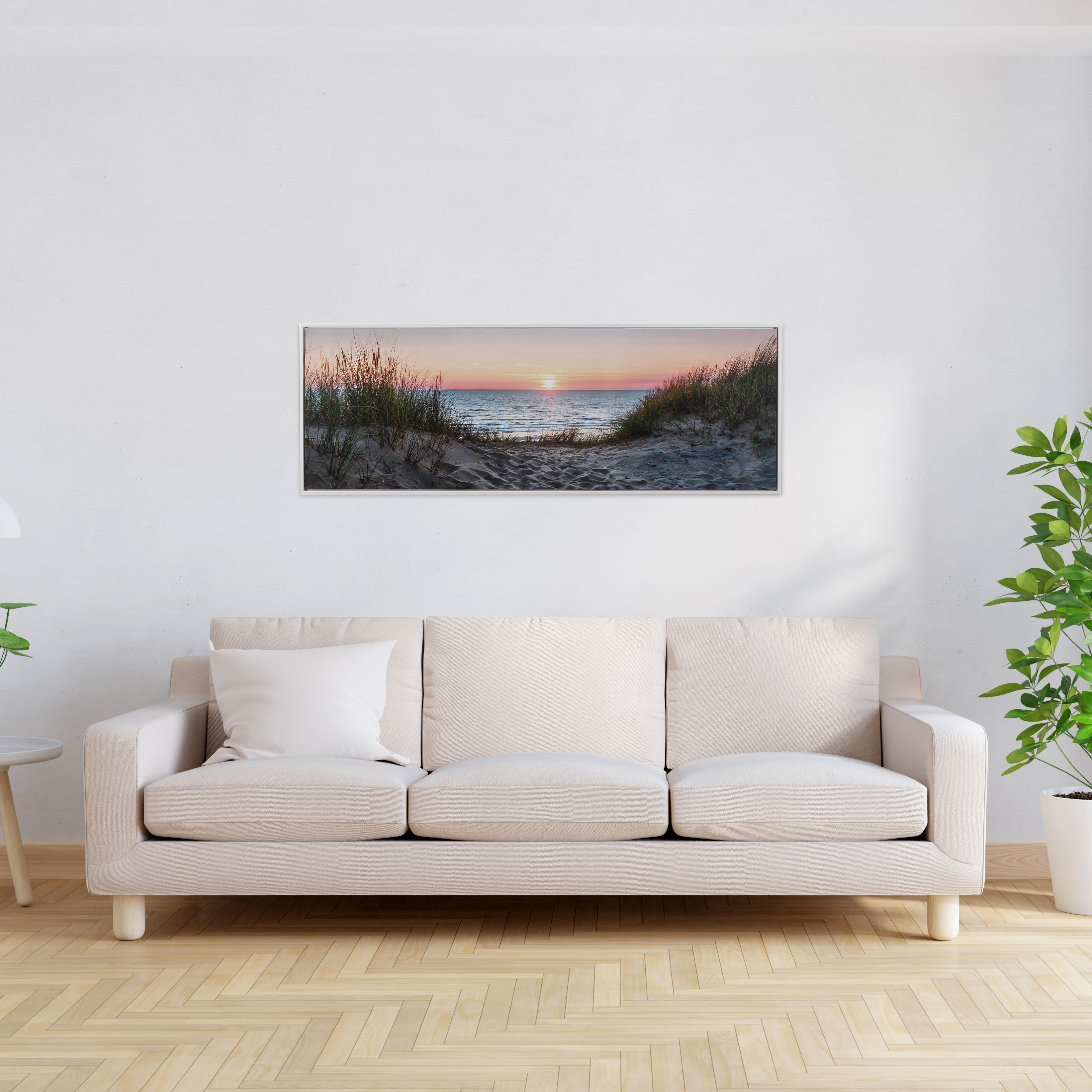 Cuadro Rectangular Costa Rica Cuadro pintura enmarcada Mar rectangular de 140 x 50 cm. Loneta Camino ...