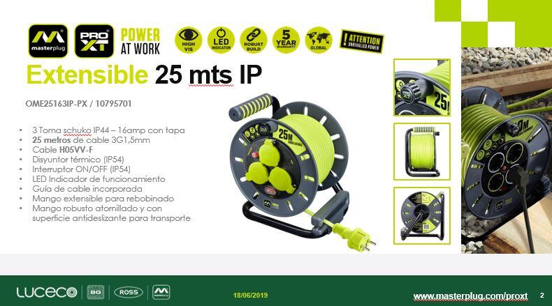 ENROLLACABLE EXTERIOR 3 TOMAS CABLE 3X1.5MM2 25 METROS IP44 - 2