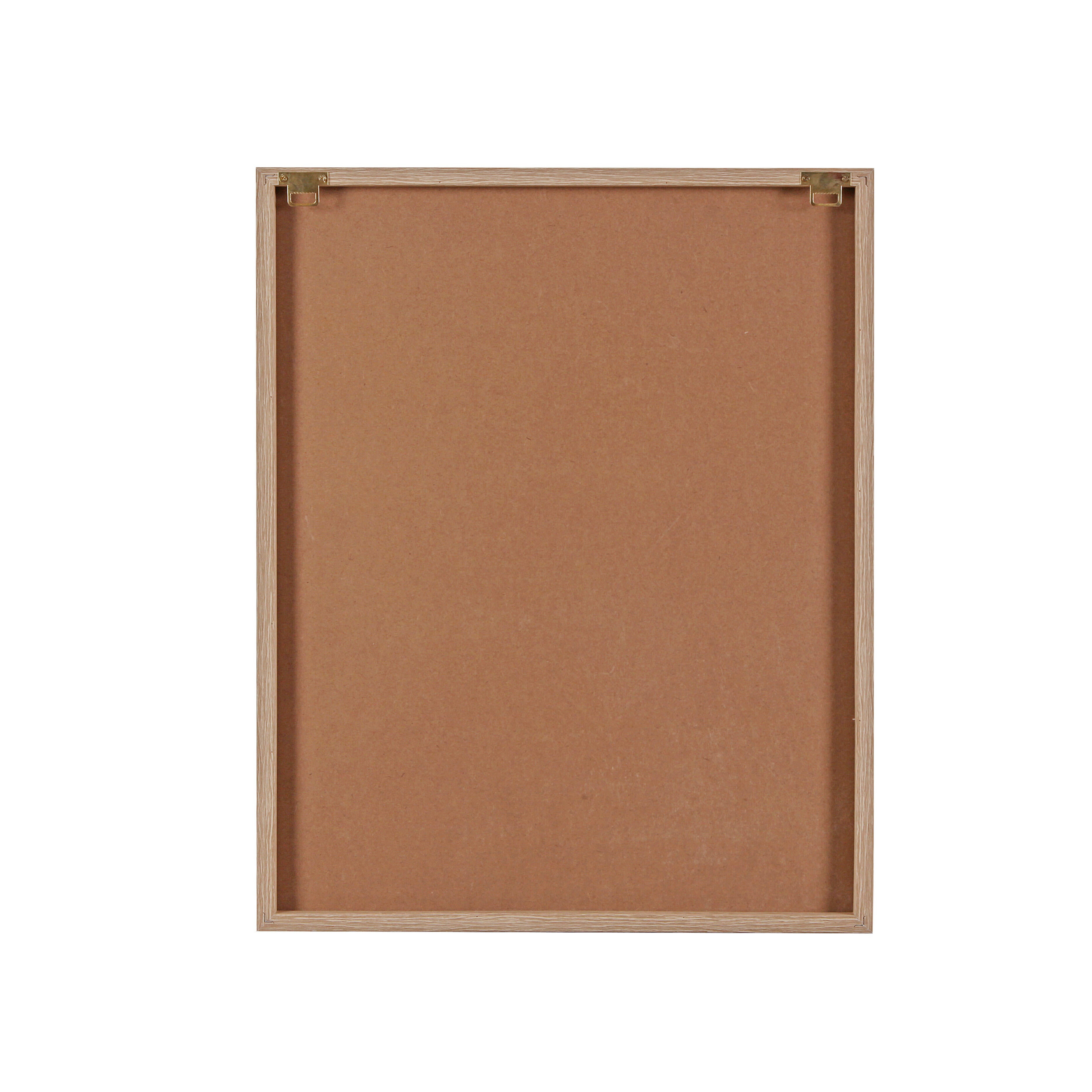 Cuadro pintura impresa enmarcada Botánica rectangular de 45 x 50 cm. Loneta Minimalista floral 1 beige y blanco. Marco color Castaño - 5