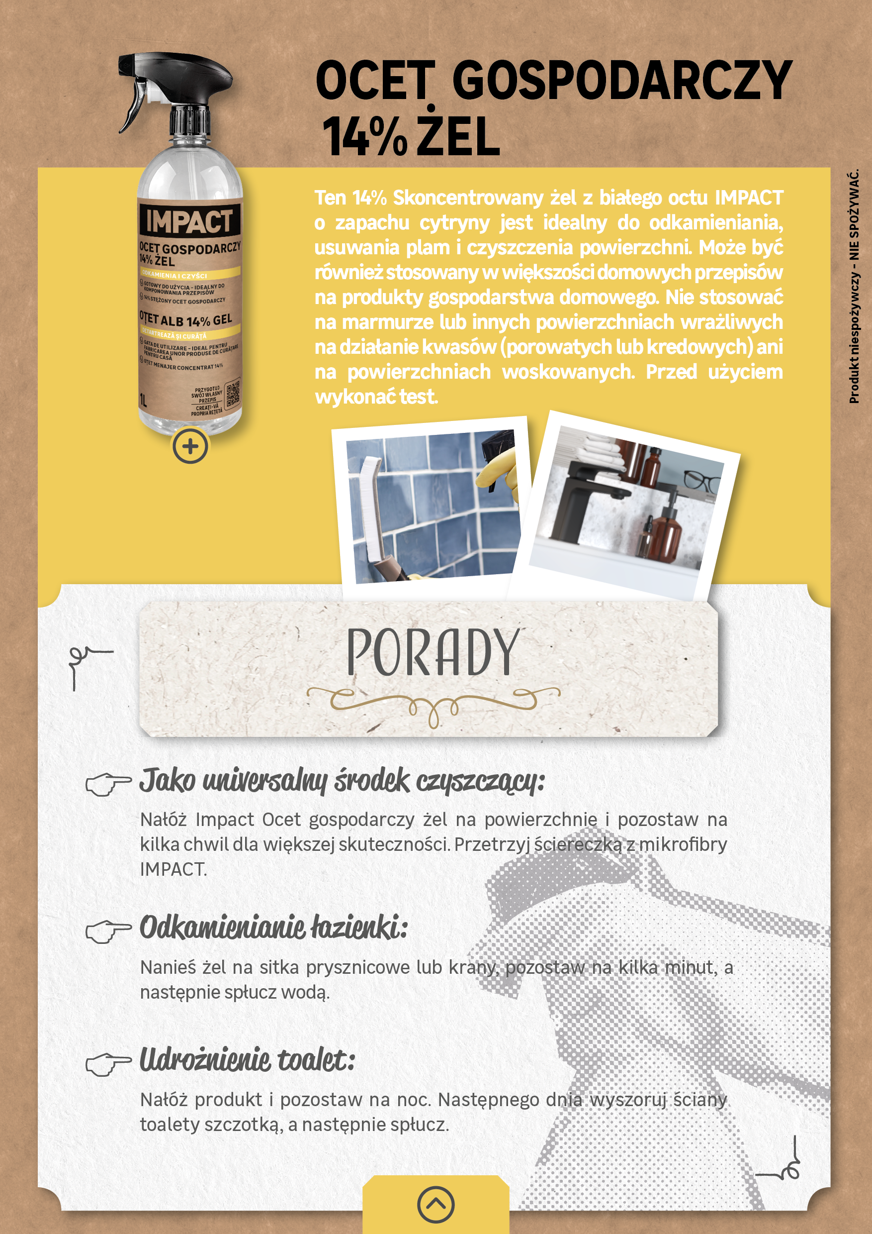 Ocet gospodarczy w żelu 14% 1 l Impact - 4