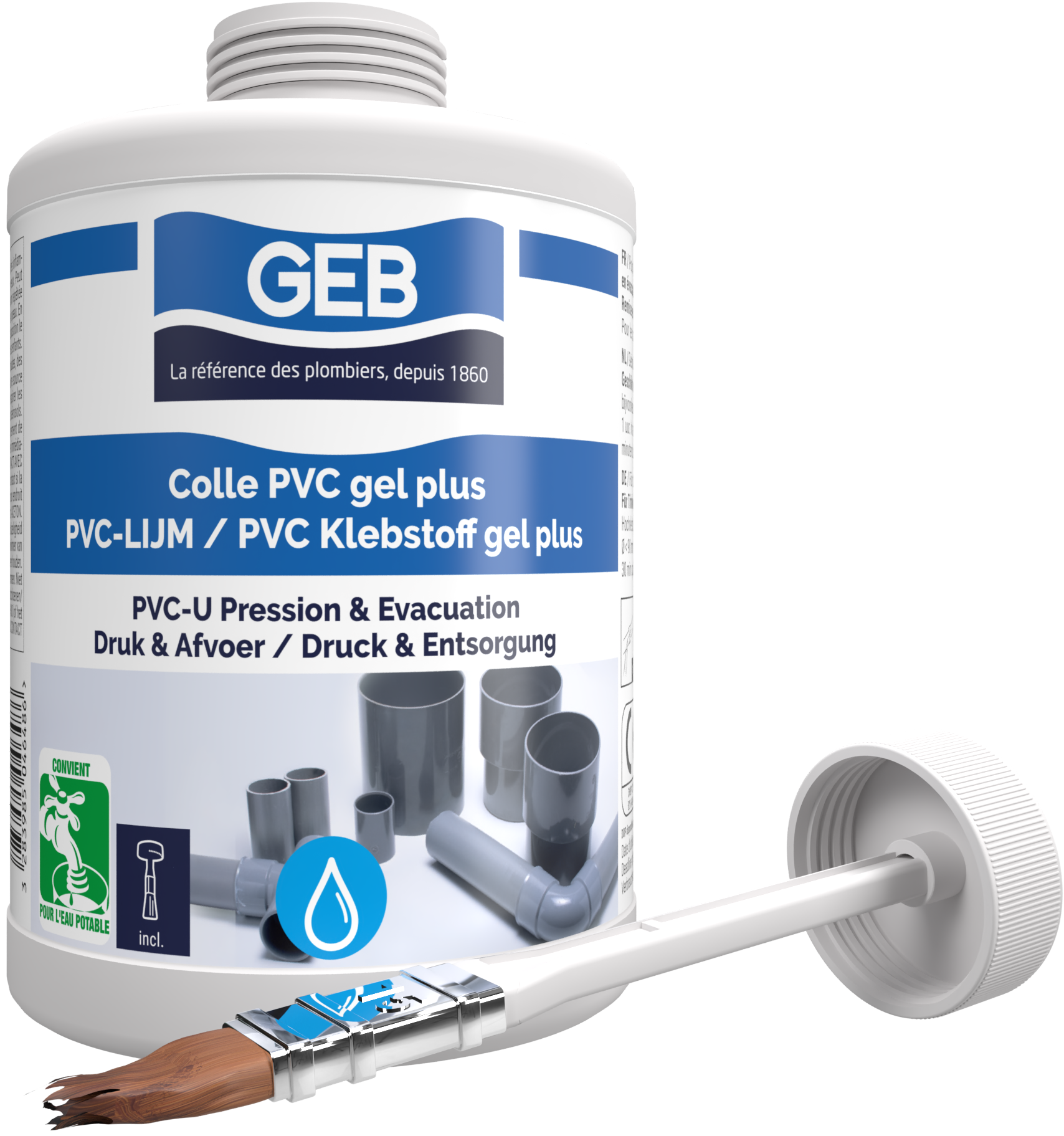 Colle PVC Gel plus en pot, 1L, GEB - 2