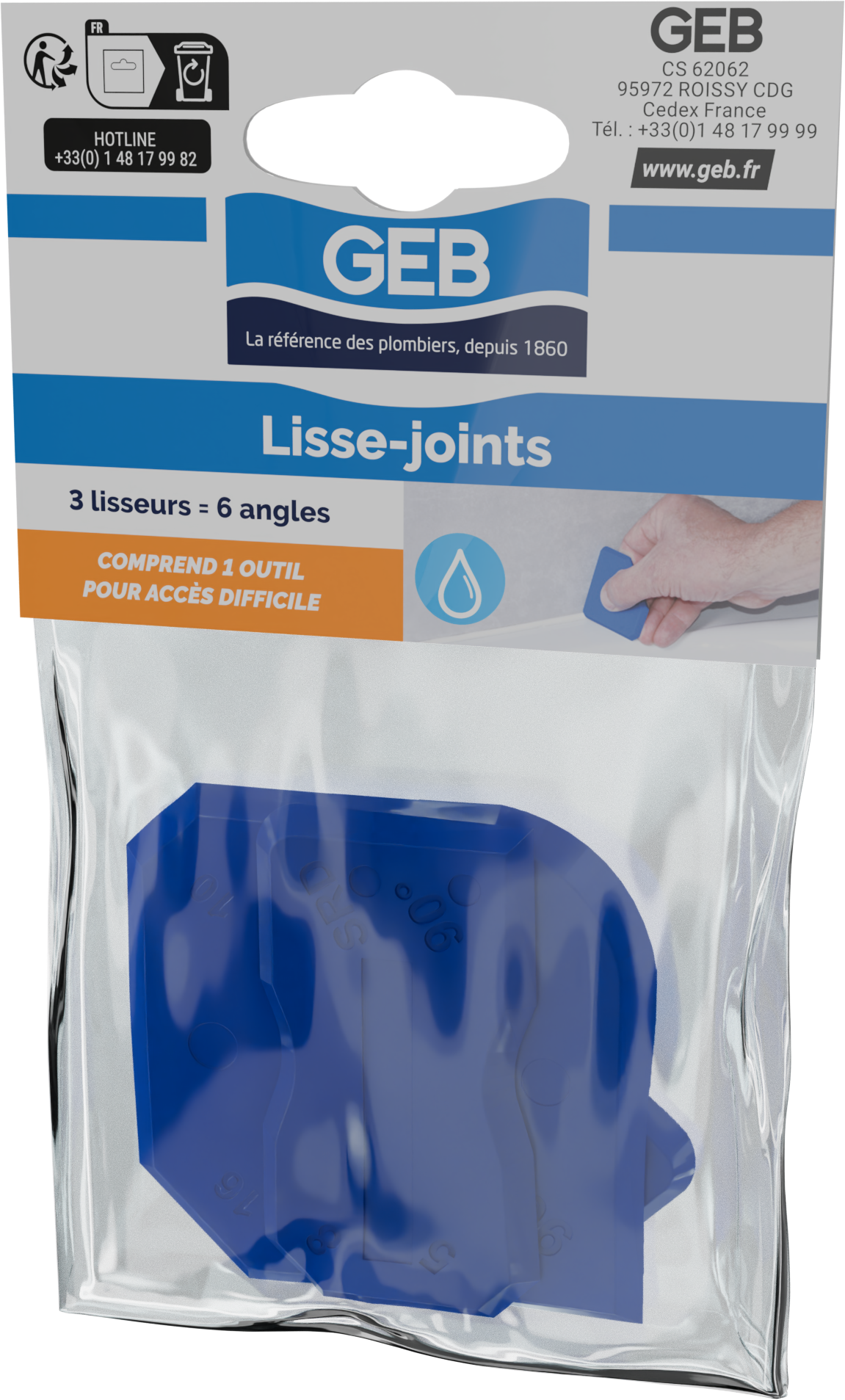 Lot de 3 lisse-joints (2 confort + 1 accès difficile), GEB - 2