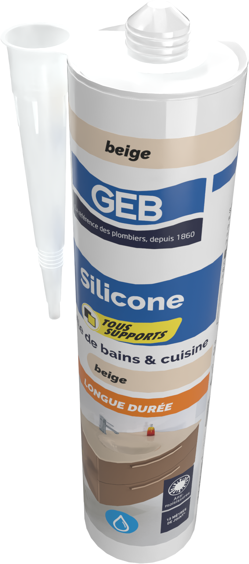 Silicone GEB, tous supports, beige sable, 280 ml - 2