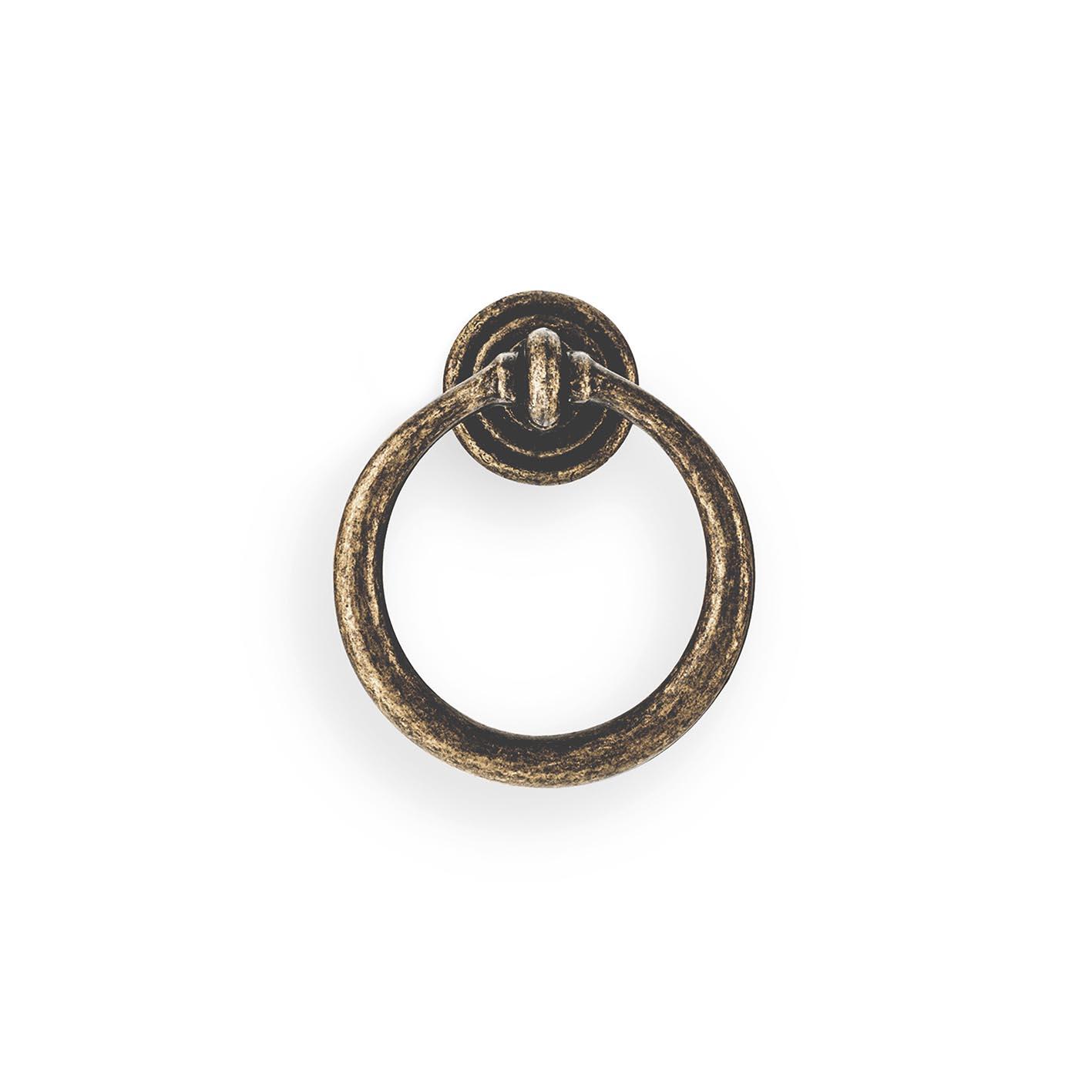 Bouton de meuble anneau, zamak laitonné, Diam.35 mm - 4