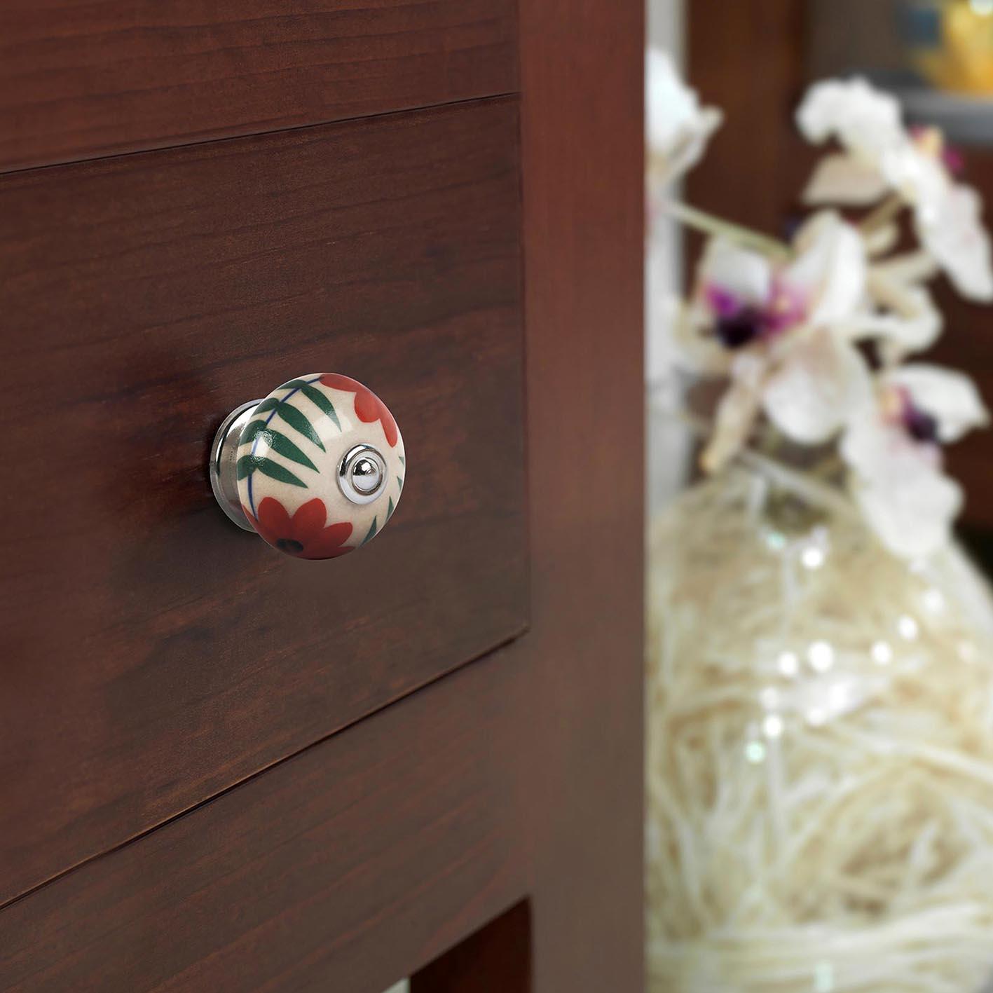 Bouton de meuble rond Flora, porcelaine multicouleur, Diam.40 mm - 3