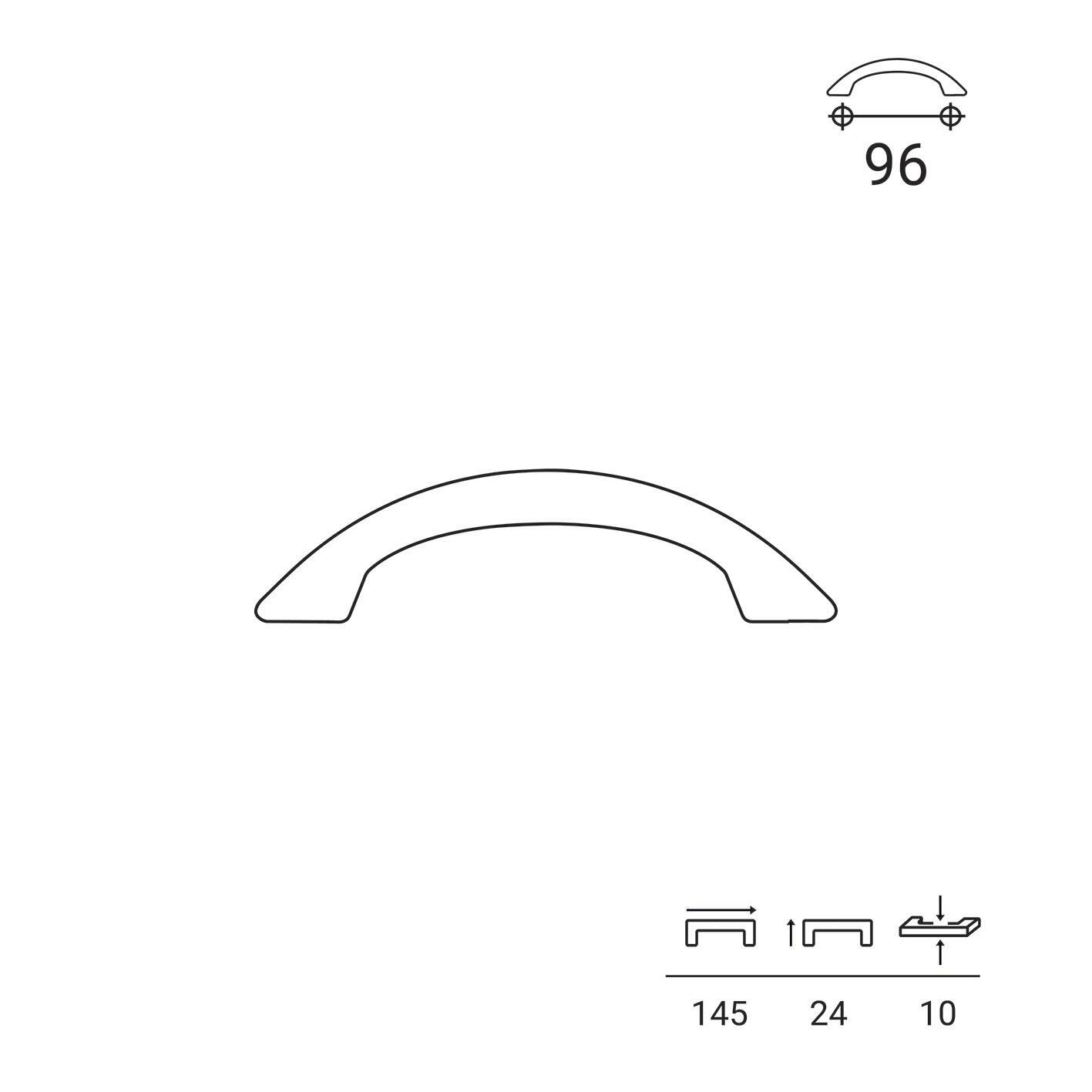 Poignée de meuble Arrow, zamak blanc chromé, entraxe 96 mm - 2