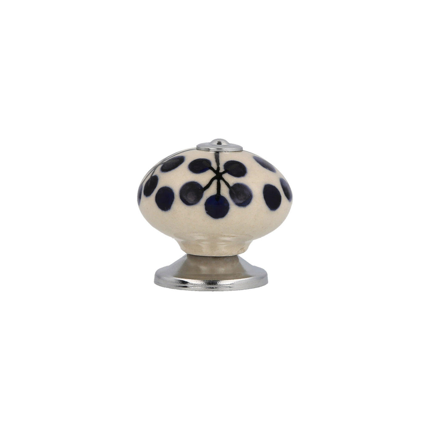 Bouton de meuble rond Flora, porcelaine noir / blanc, Diam.40 mm - 6