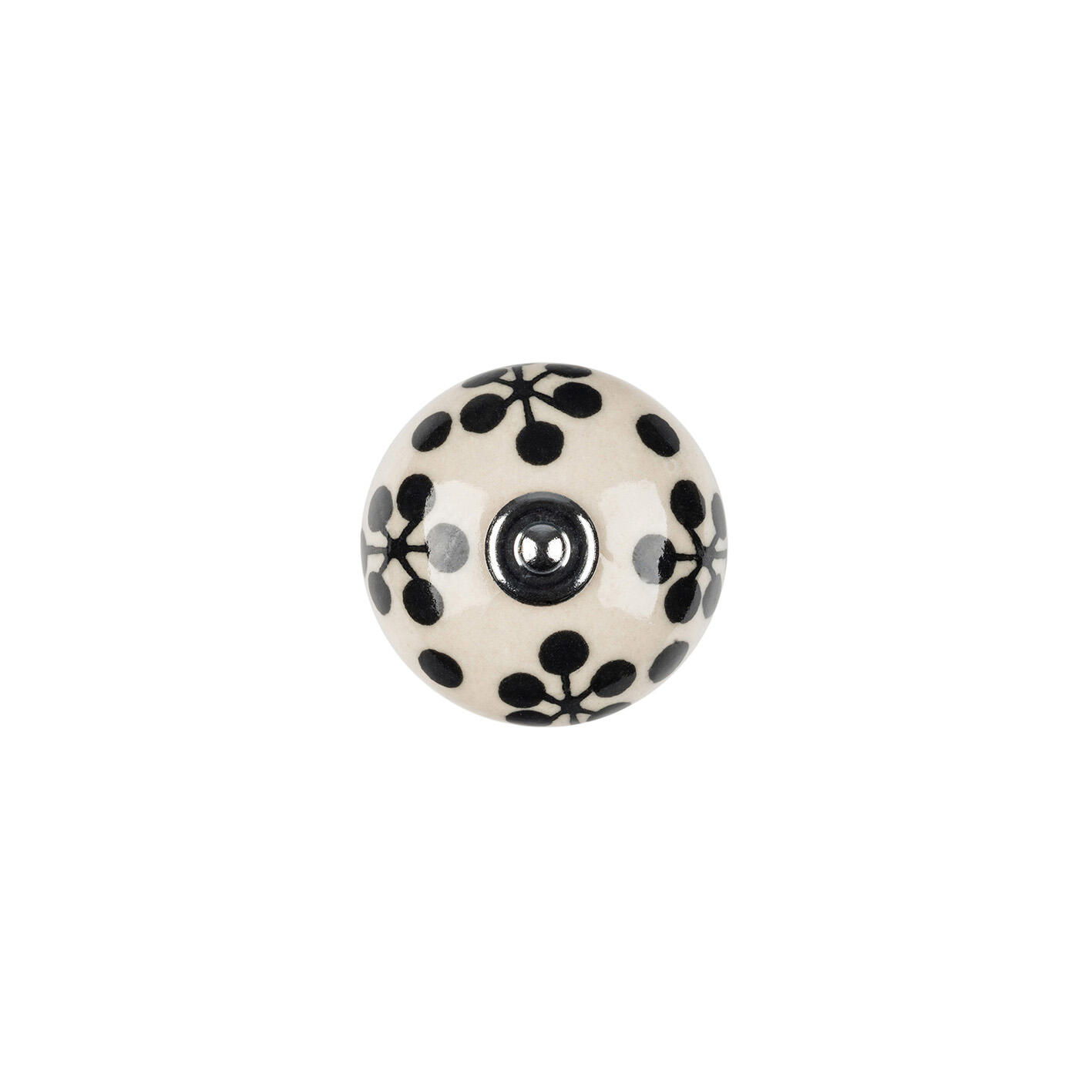 Bouton de meuble rond Flora, porcelaine noir / blanc, Diam.40 mm - 5