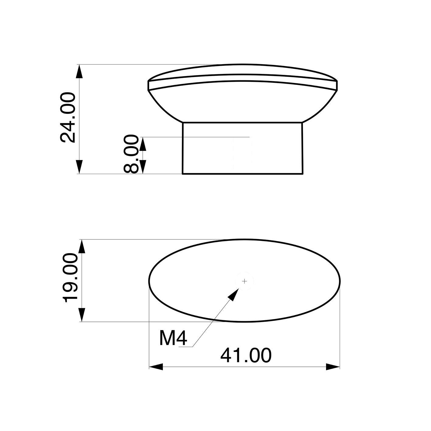 Bouton de meuble ovale, zamak blanc peint L.40 mm - 3