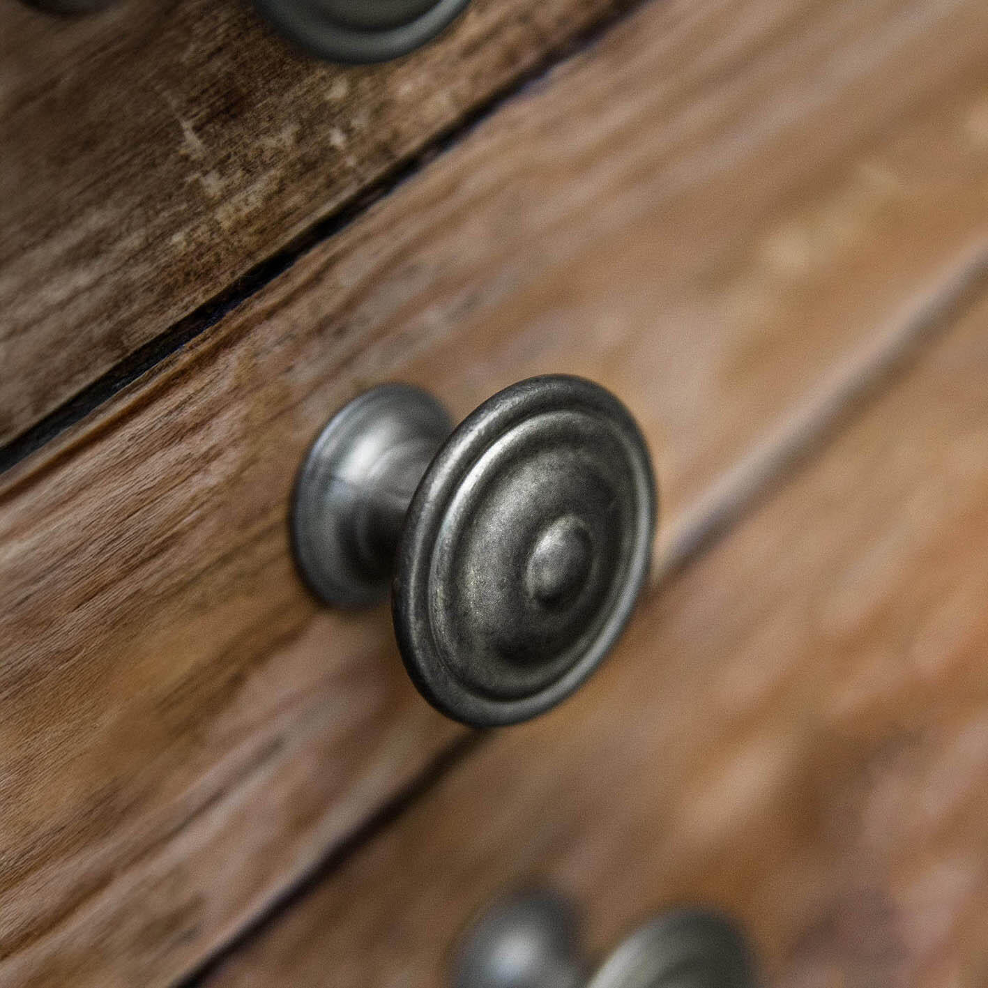 4 boutons de meuble ronds James, zamak argent vieilli, Diam.35 mm - 2