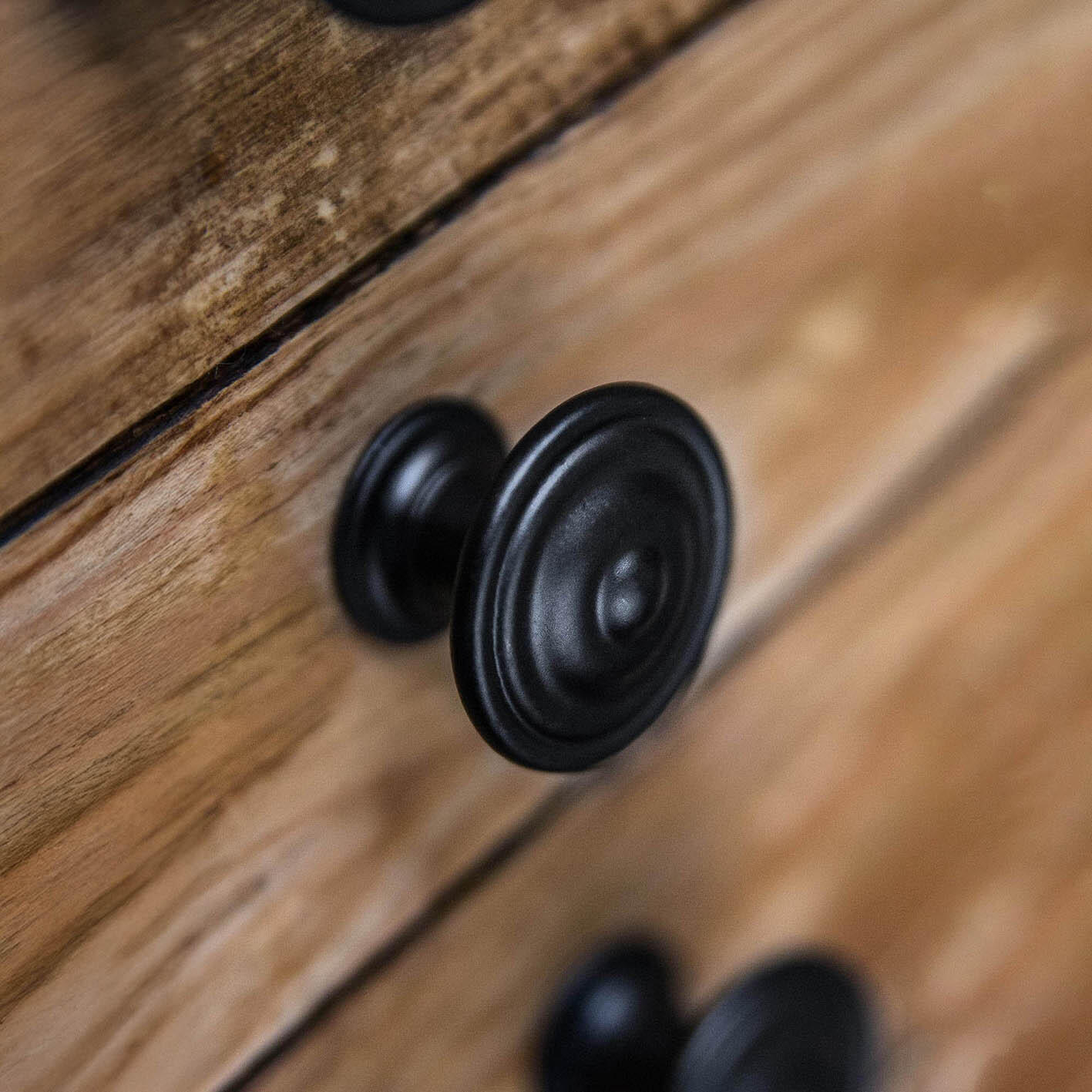 4 boutons de meuble ronds James, zamak noir verni, Diam.35 mm - 2
