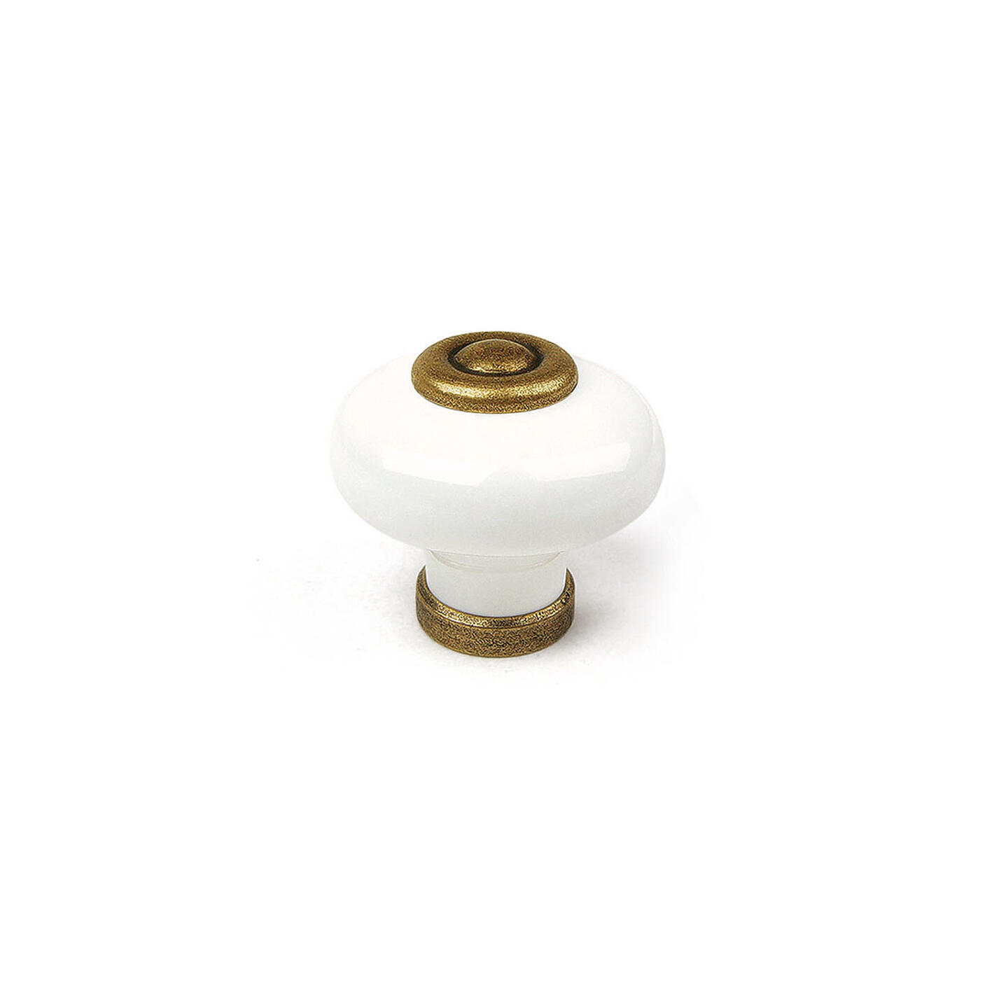 4 boutons de meuble ronds, acier blanc laitonné, Diam.31 mm - 7