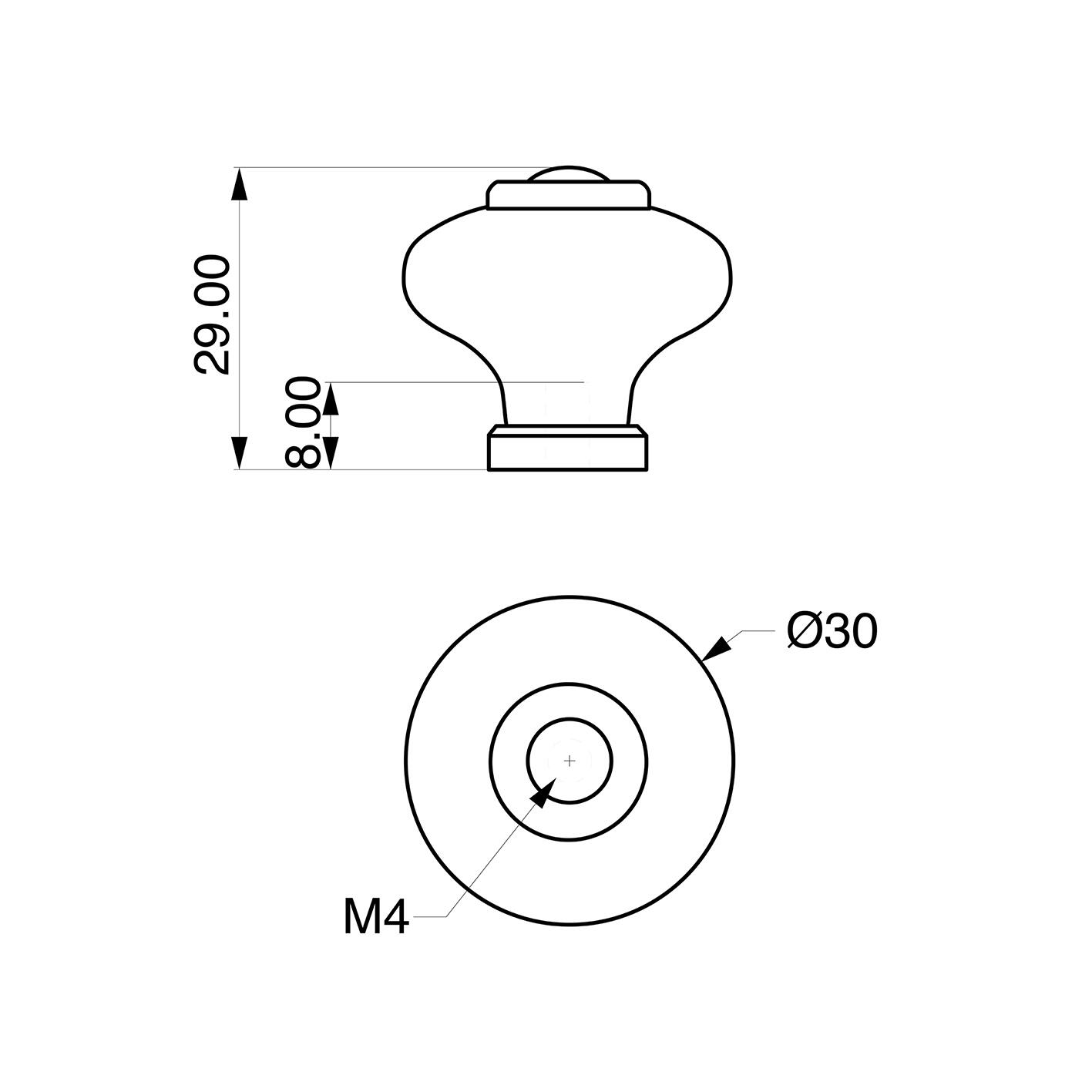 4 boutons de meuble ronds, acier blanc laitonné, Diam.31 mm - 3