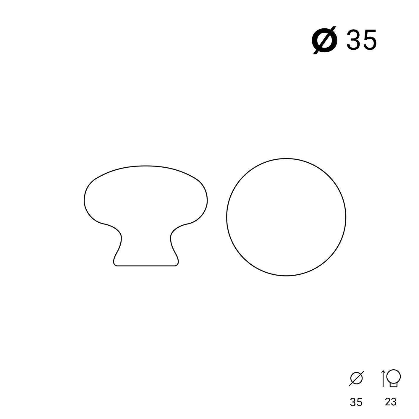 4 boutons de meuble ronds, porcelaine blanc peint, Diam.35 mm - 3