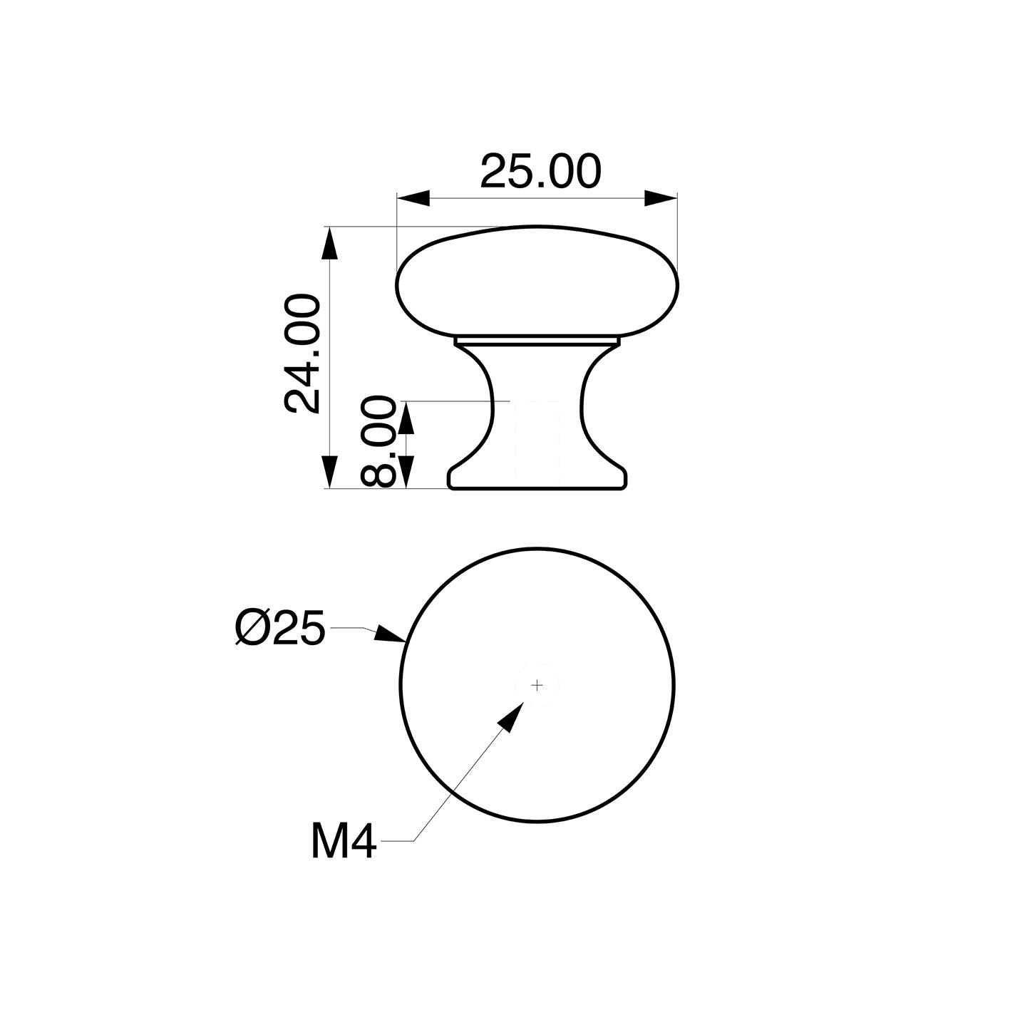 4 boutons de meuble ronds Berna, zamak vieil or laitonné, Diam.25 mm - 3