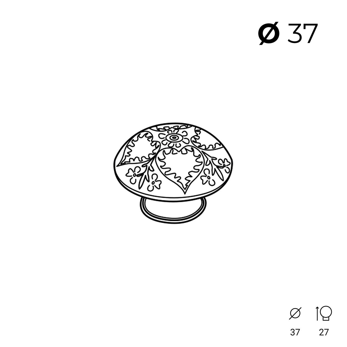 2 boutons de meuble ronds Balki, laiton bleu / laiton, Diam.37 mm - 3