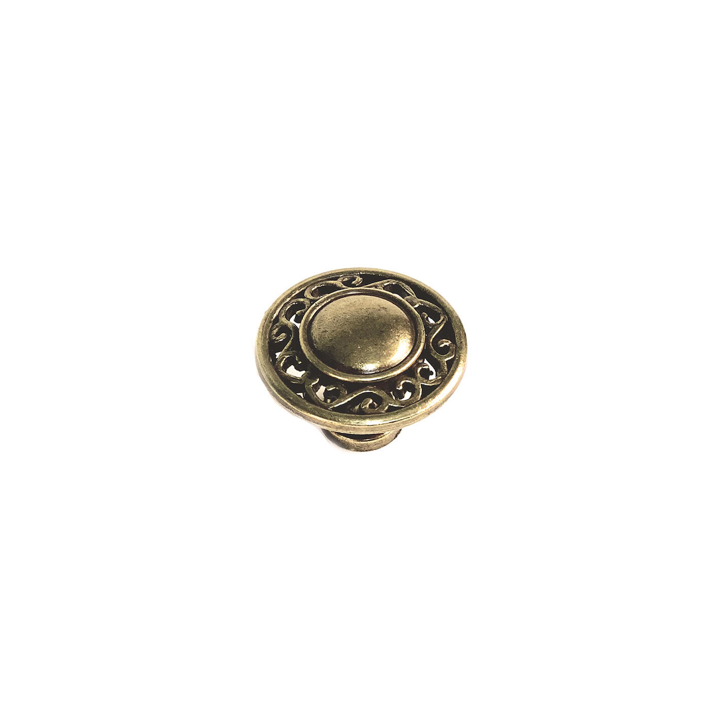 2 boutons de meuble ronds Amanda, zamak vieil or vieilli, Diam.32 mm - 6