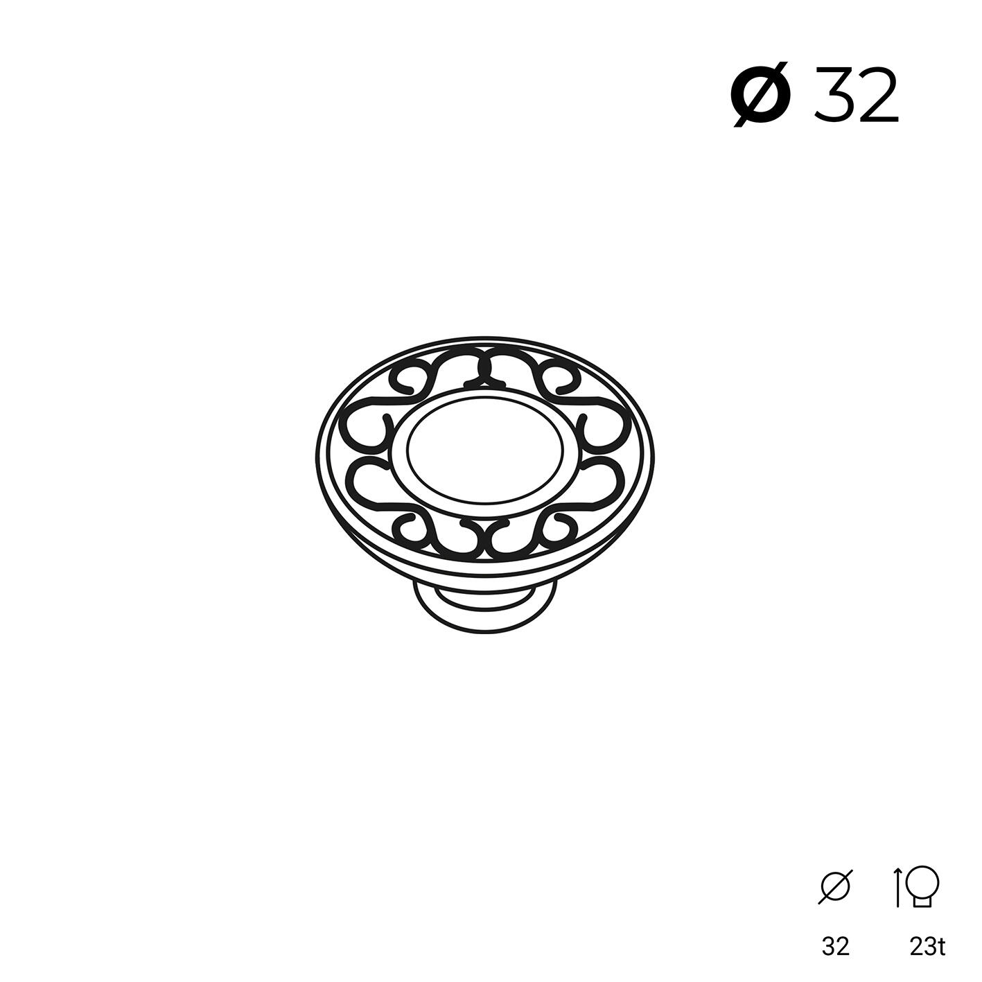 2 boutons de meuble ronds Amanda, zamak vieil or vieilli, Diam.32 mm - 3