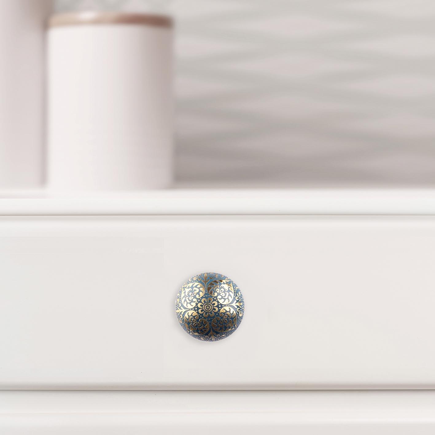 2 boutons de meuble ronds Balki, laiton bleu / laiton, Diam.37 mm - 2