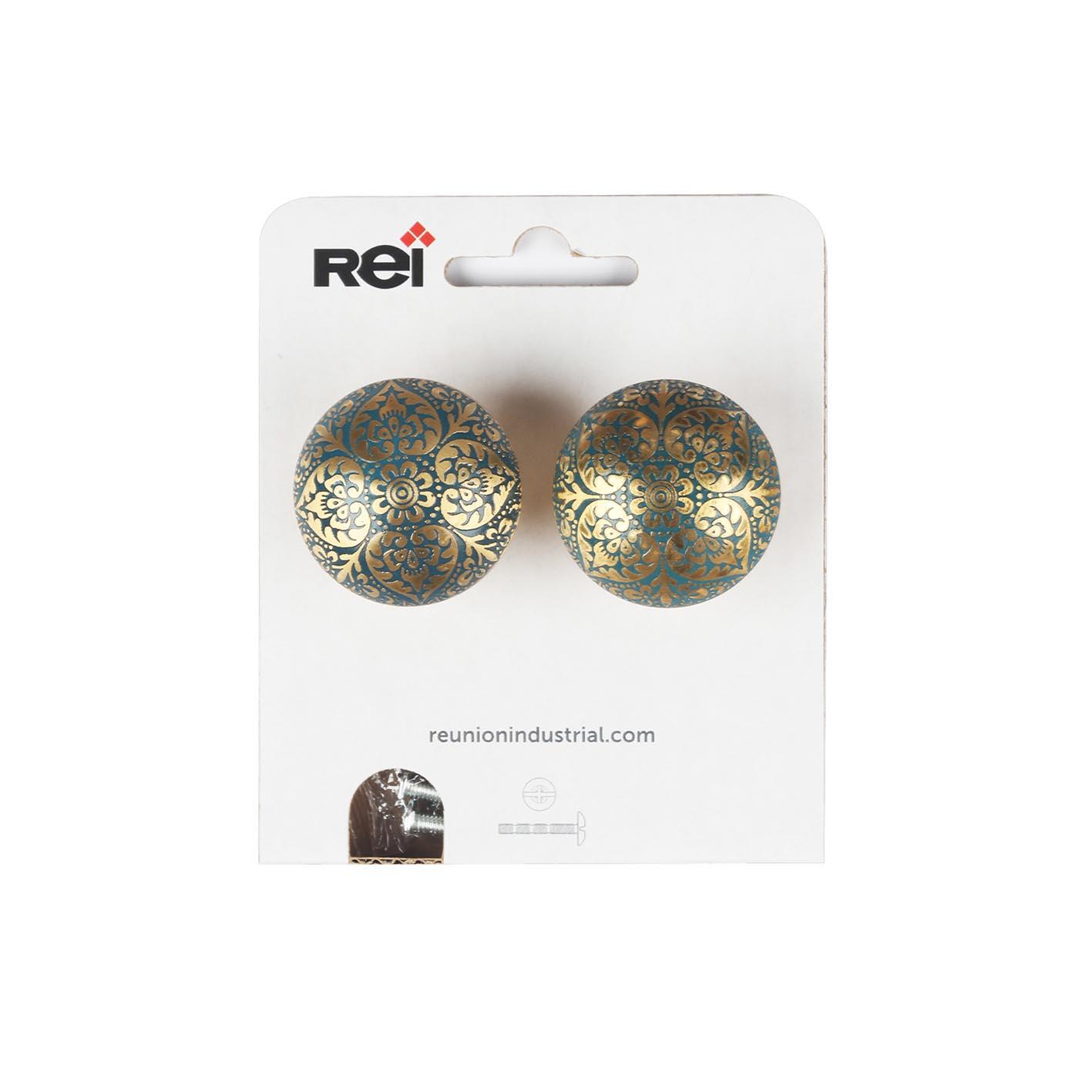 2 boutons de meuble ronds Balki, laiton bleu / laiton, Diam.37 mm - 7