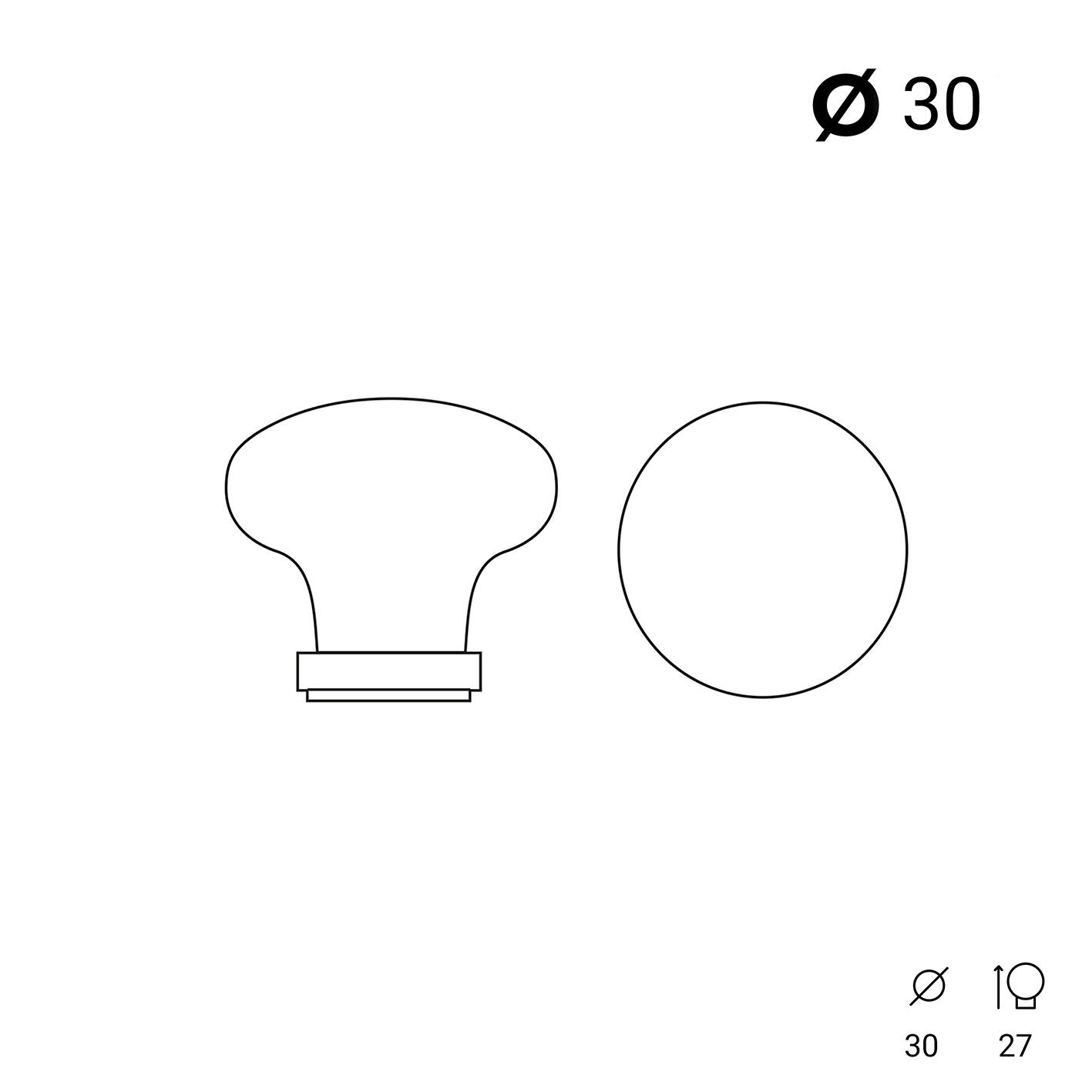 2 boutons de meuble ronds, porcelaine blanc craquelé, Diam.30 mm - 3