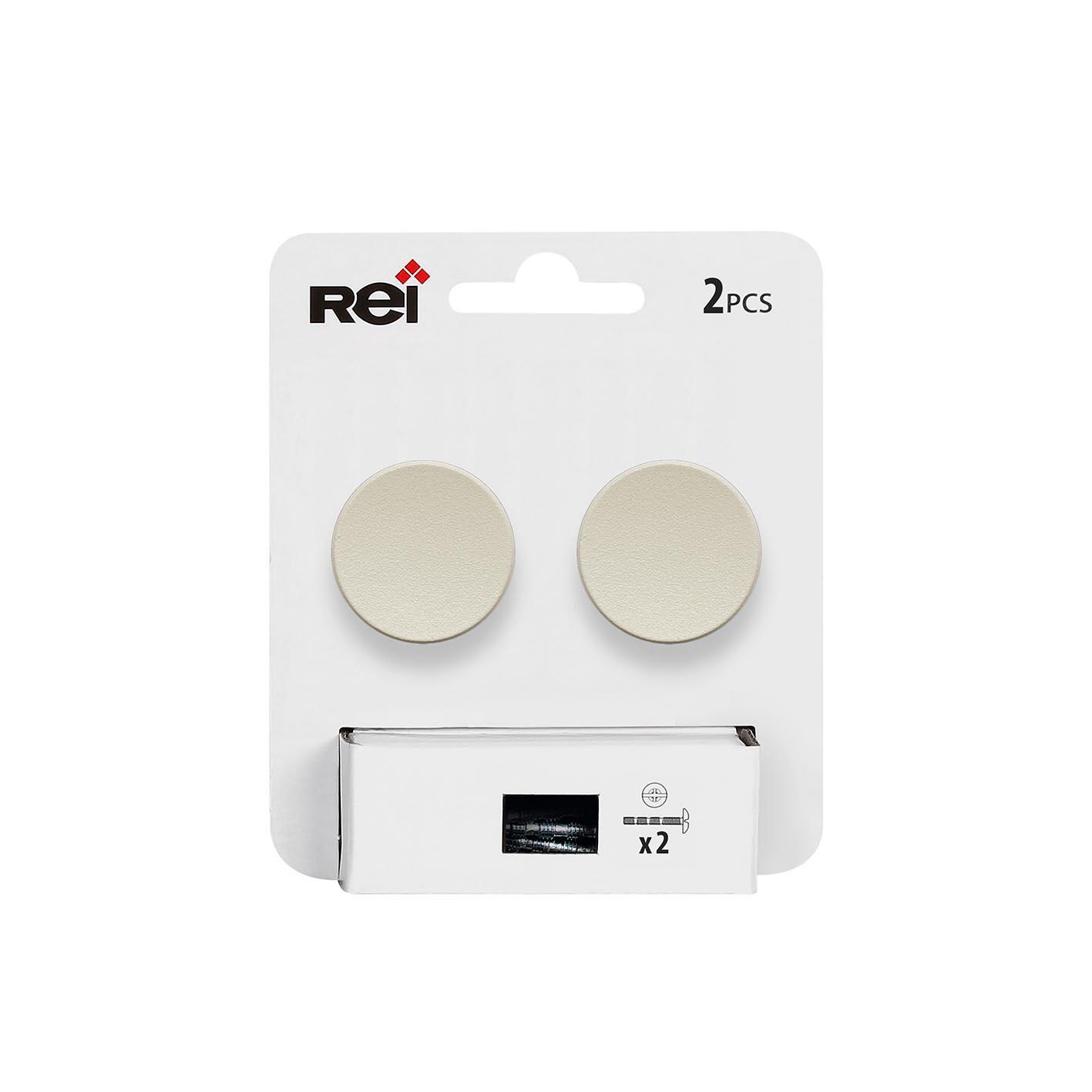 2 boutons de meuble ronds Jamy, zamak greige peint, Diam.35 mm - 7