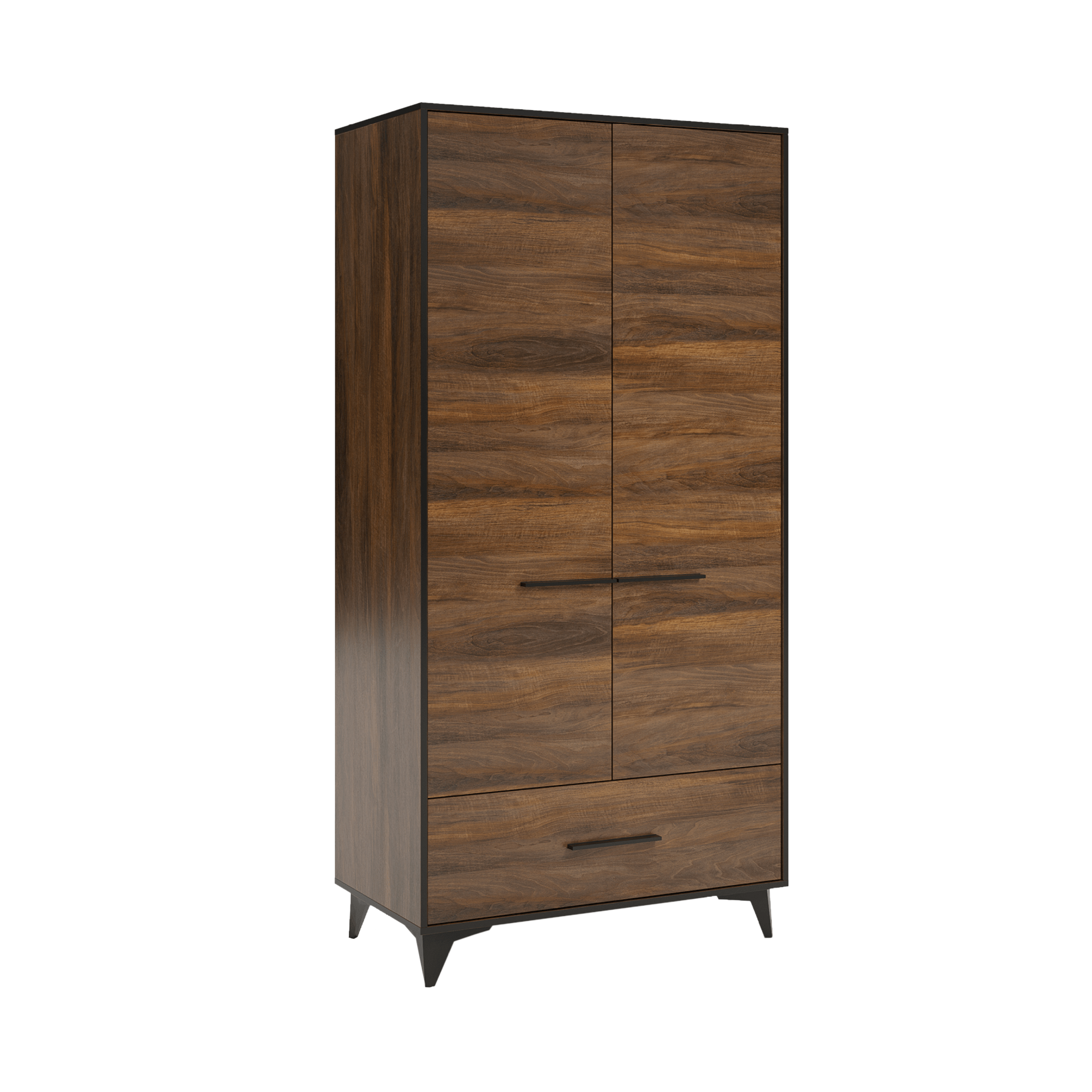 Szafa ubraniowa Shiran Walnut dwudrzwiowa z szufladą 91 × 40 × 185 cm