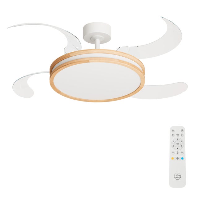 Ventilador de techo con luz silencioso DC 30W con mando ø122 cm Maca L ARTE CONFORT blanco luz CCT 4 aspas| 6 velocidades| modo verano/invierno| brisa| recomendado de 13 a 20m²