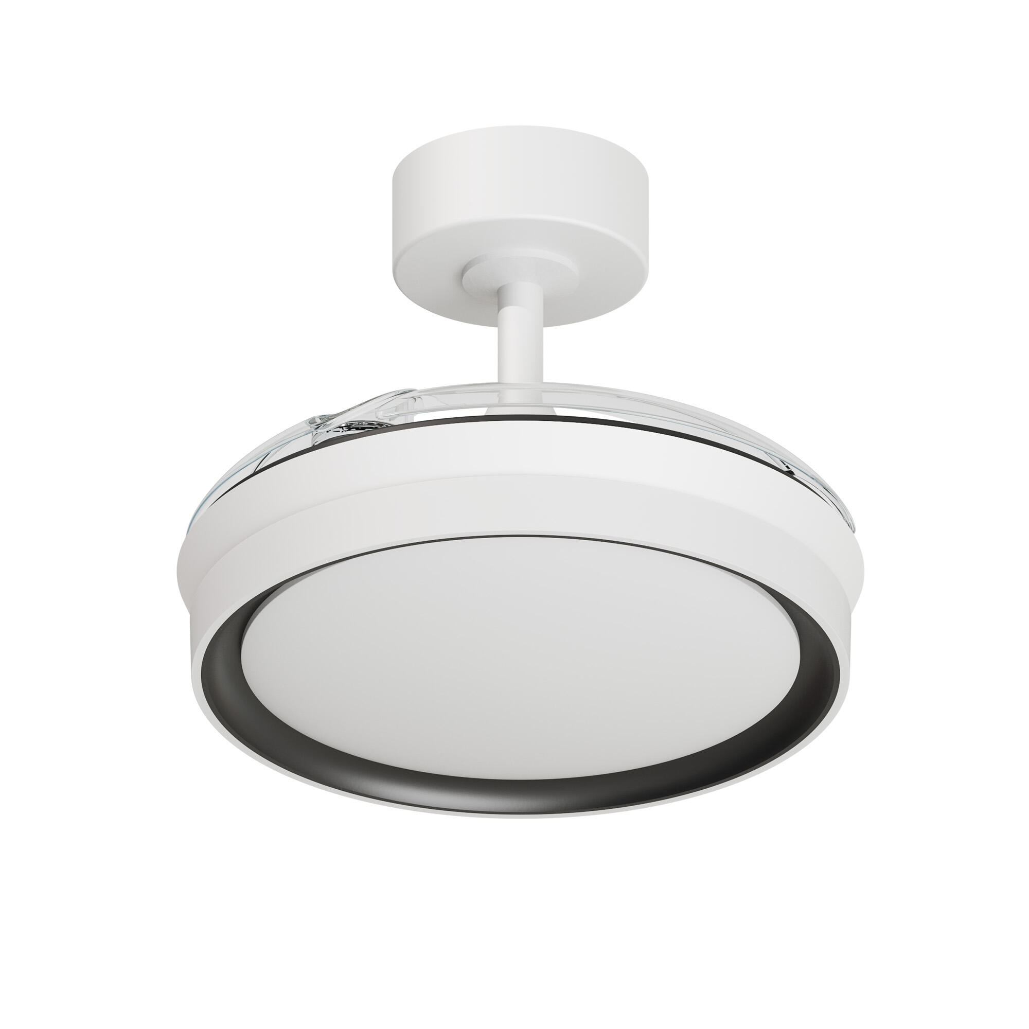 Ventilador de techo con luz silencioso DC 22W con mando ø91 cm Betel ARTE CONFORT blanco y negro luz CCT 3 aspas retráctiles tipo lámpara| 6 velocidades| modo verano/invierno| temporizador| brisa| recomendado para <13m² - 2