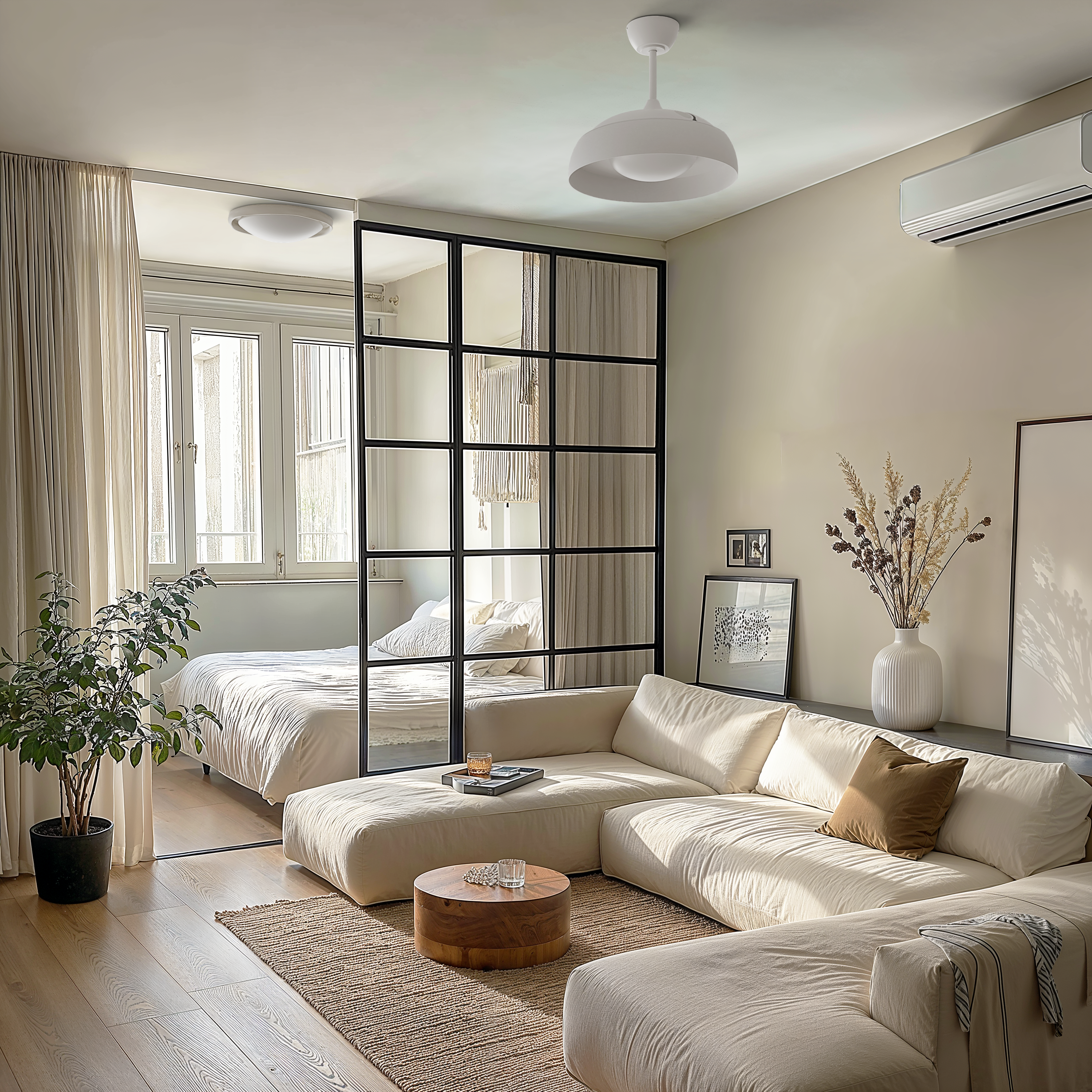 Ventilador de techo con luz silencioso DC 27W con mando Wizz Moon S Lite SULION blanco luz CCT 3 aspas retráctiles tipo lámpara| 6 velocidades| modo verano/invierno| temporizador| brisa| recomendado para <13m² - 3